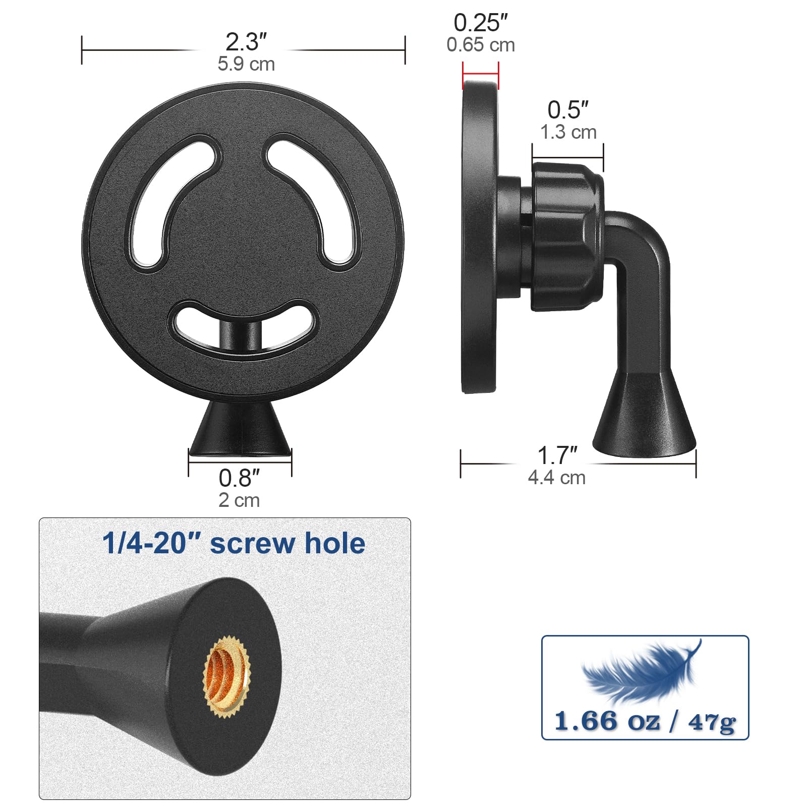 Magnetic Phone Tripod Mount Adapter with 1/4"-20 Screw Hole, Compatible with Magsafe for iPhone 17/16/15/14/13 Plus Pro Max Mini Series, Adjustable Phone Holder for Tripod, Ring Light, Selfie Sticks - Image 6