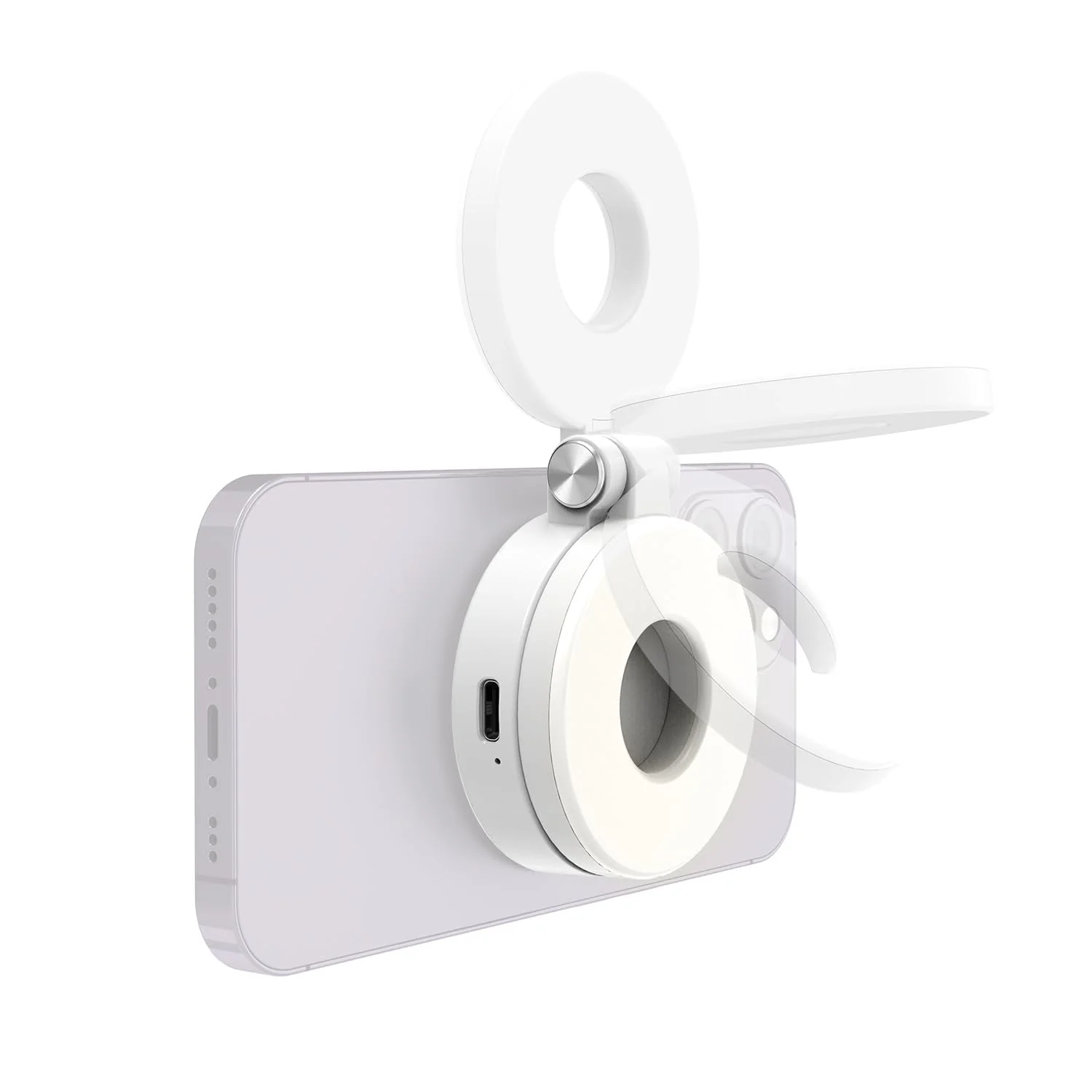 Magnetic Selfie Light for iPhone Magsafe, Portable Phone Ring Light for Video Recording, Rechargeable Lightweight Travel LED Cell Phone Light, White