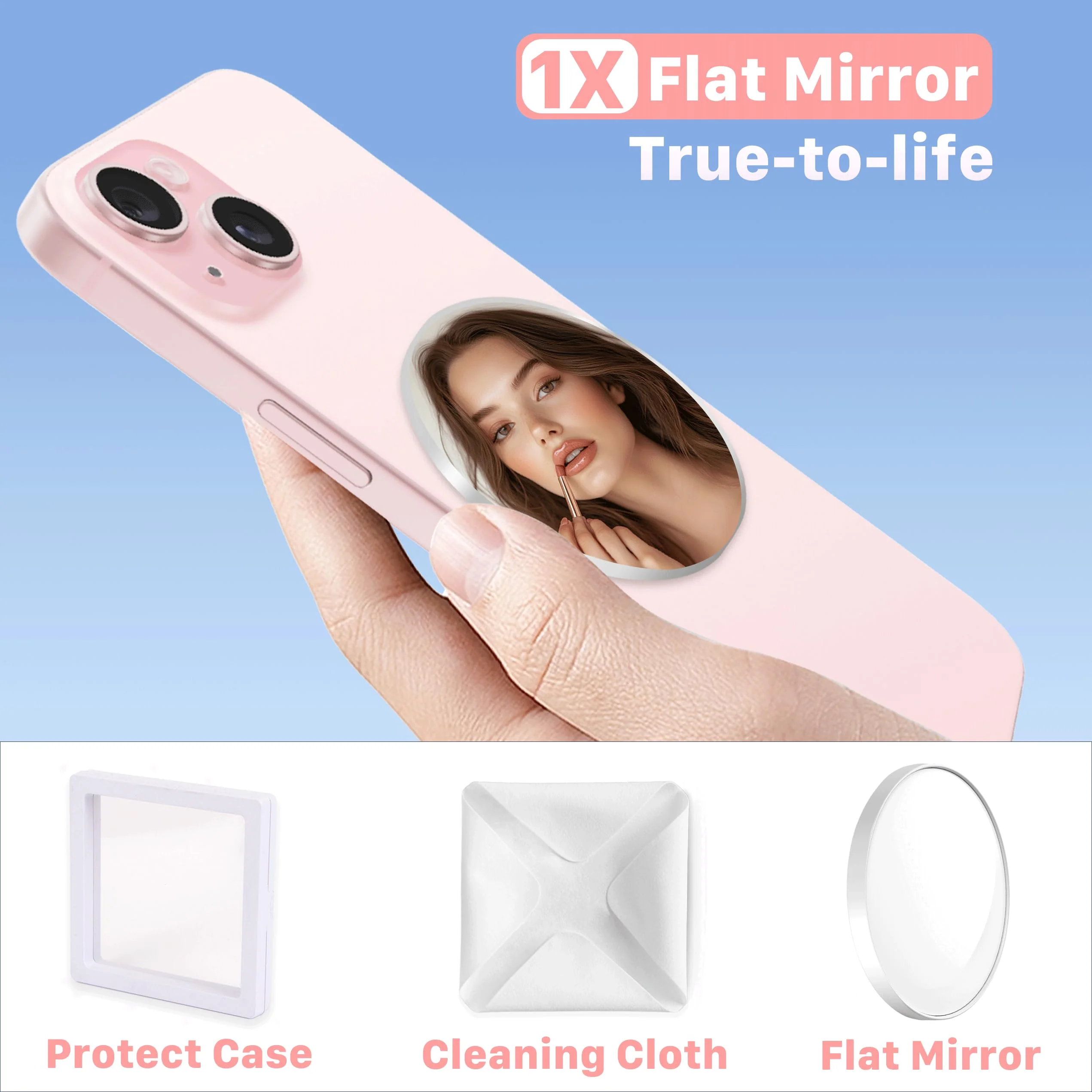 Magnetic Selfie Mirror for Back Camera,Vlog Selfie Monitor Screen for iPhone, Camera Mirror, iPhone & All Phones for Selfies (Flat Mirror) Flat Mirror - Image 3
