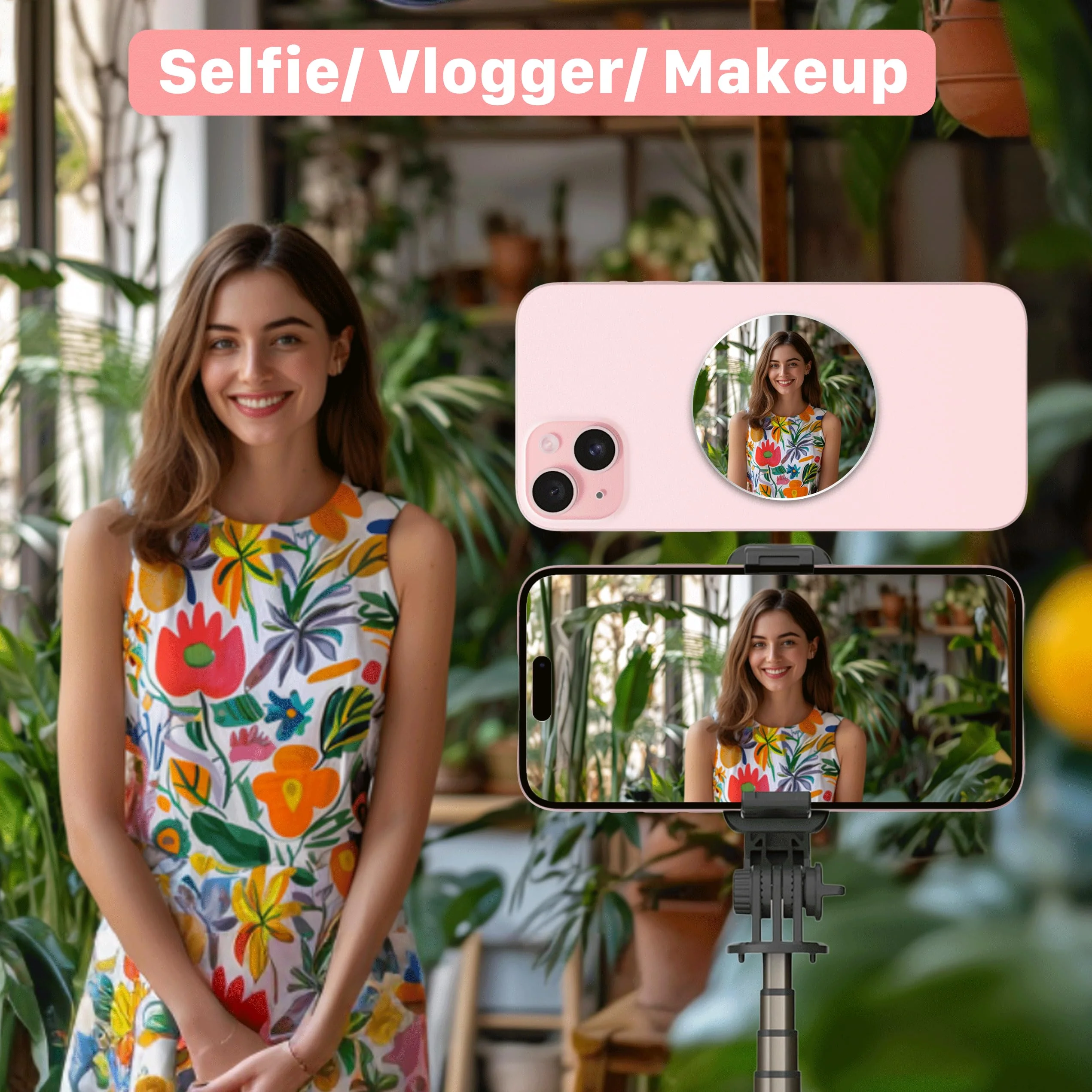 Magnetic Selfie Mirror for Back Camera,Vlog Selfie Monitor Screen for iPhone, Camera Mirror, iPhone & All Phones for Selfies (Flat Mirror) Flat Mirror - Image 6