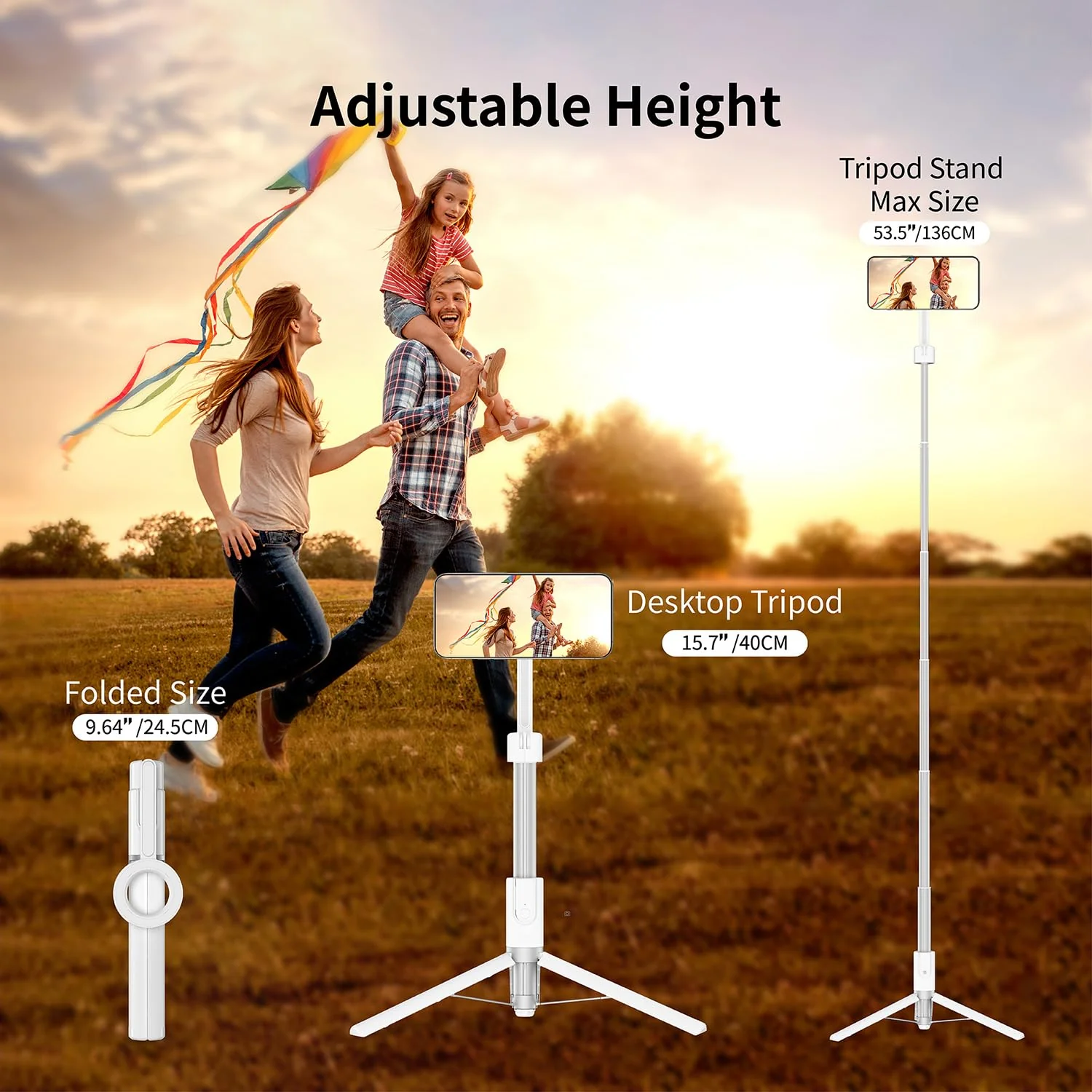 Magnetic Selfie Stick Tripod with Remote,54" Phone Tripod Compatible with MagSafe,Fit for iPhone 12/13/14/15 Series,Magsafe Case and Other Phones with Metal Ring Dark White - Image 4