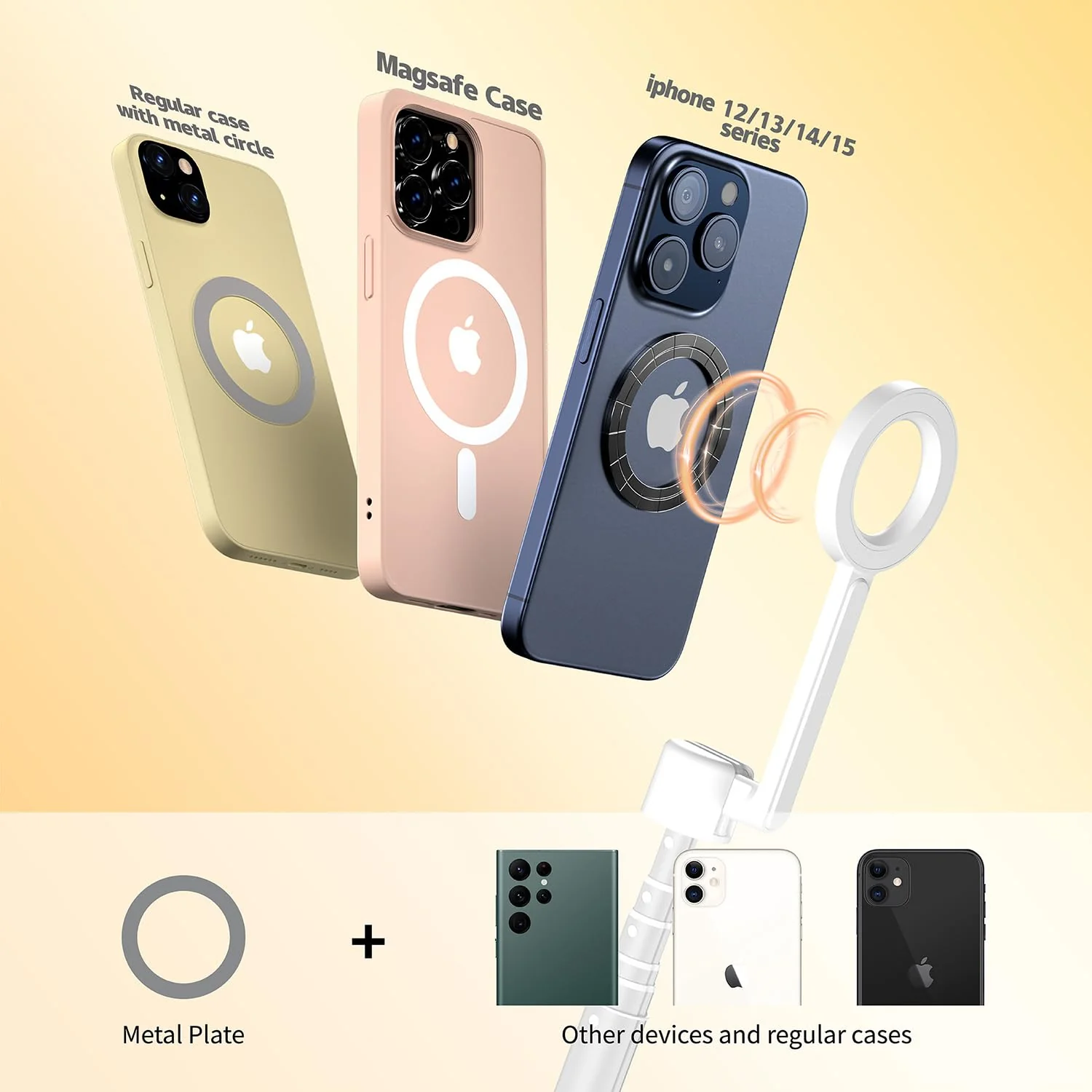 Magnetic Selfie Stick Tripod with Remote,54" Phone Tripod Compatible with MagSafe,Fit for iPhone 12/13/14/15 Series,Magsafe Case and Other Phones with Metal Ring Dark White - Image 5