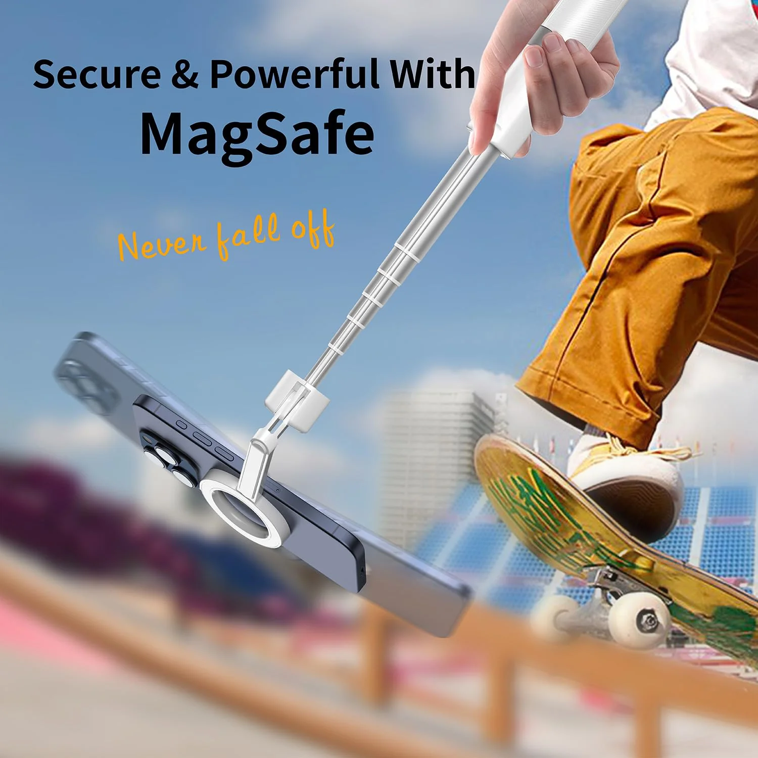 Magnetic Selfie Stick Tripod with Remote,54" Phone Tripod Compatible with MagSafe,Fit for iPhone 12/13/14/15 Series,Magsafe Case and Other Phones with Metal Ring Dark White - Image 6