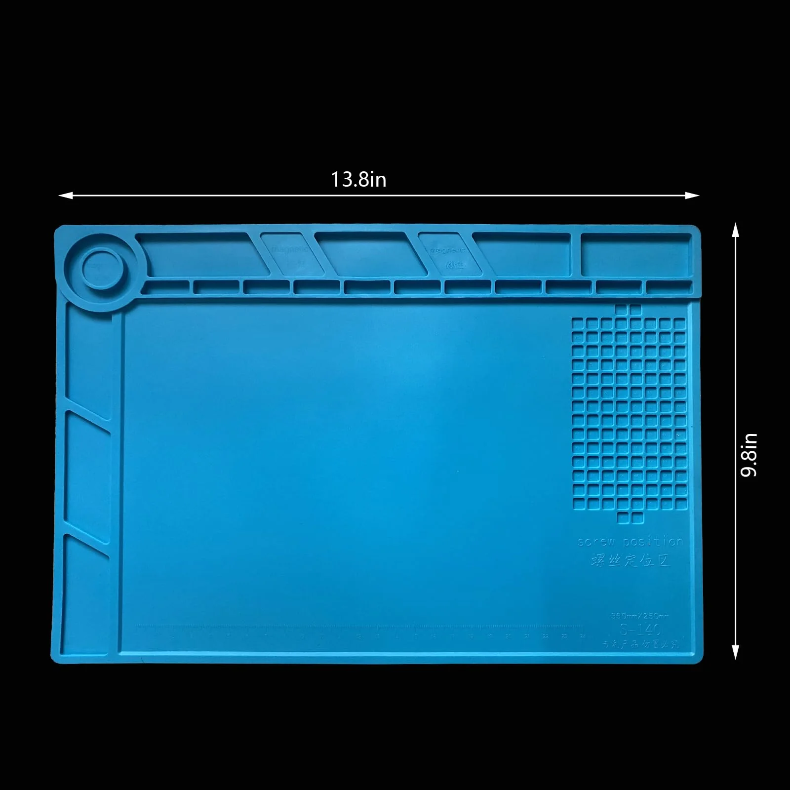 Magnetic Silicone Soldering Mat 13.8 x 9.8 inch Repair Work Pad for Solder Iron Workbench Protenction - Heat Resistant 932°F B(13.8X9.8inch) - Image 2