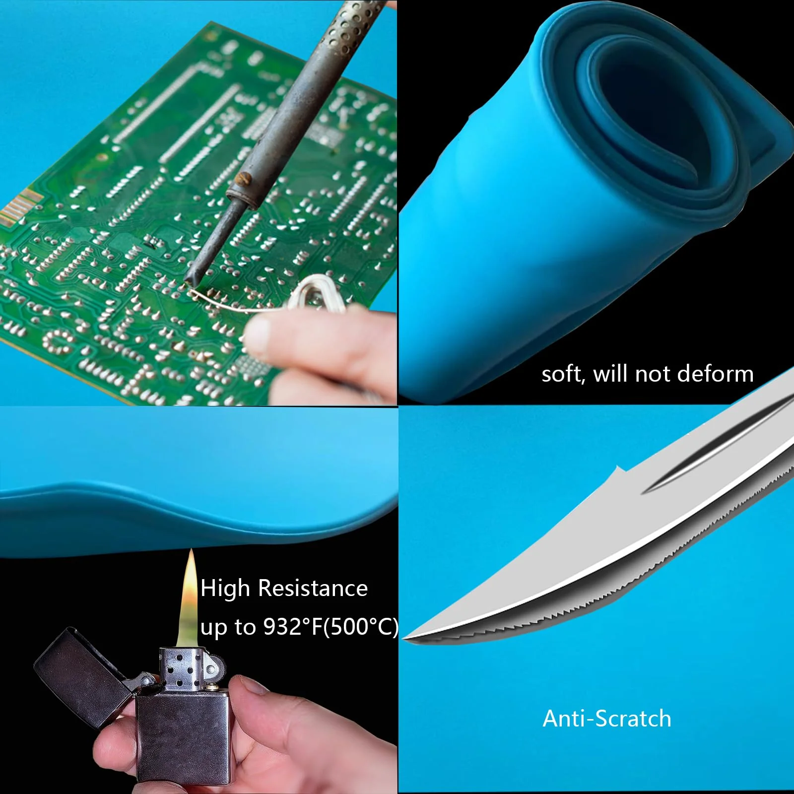 Magnetic Silicone Soldering Mat 13.8 x 9.8 inch Repair Work Pad for Solder Iron Workbench Protenction - Heat Resistant 932°F B(13.8X9.8inch) - Image 4