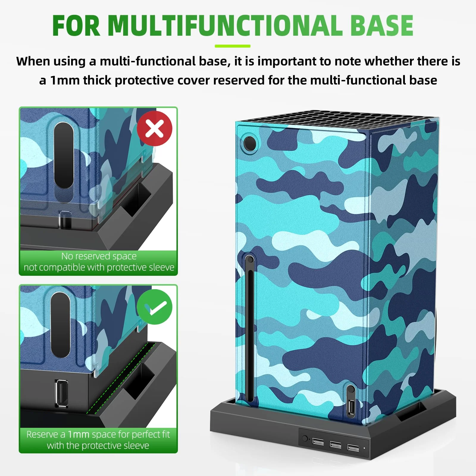 Magnetic Smart Wraps for Xbox Series X Console, Full Protection Protective Cover Case for Xbox Series X Accessories with Premium PU Leather and Soft Inner Lining - Blue Camo - Image 5
