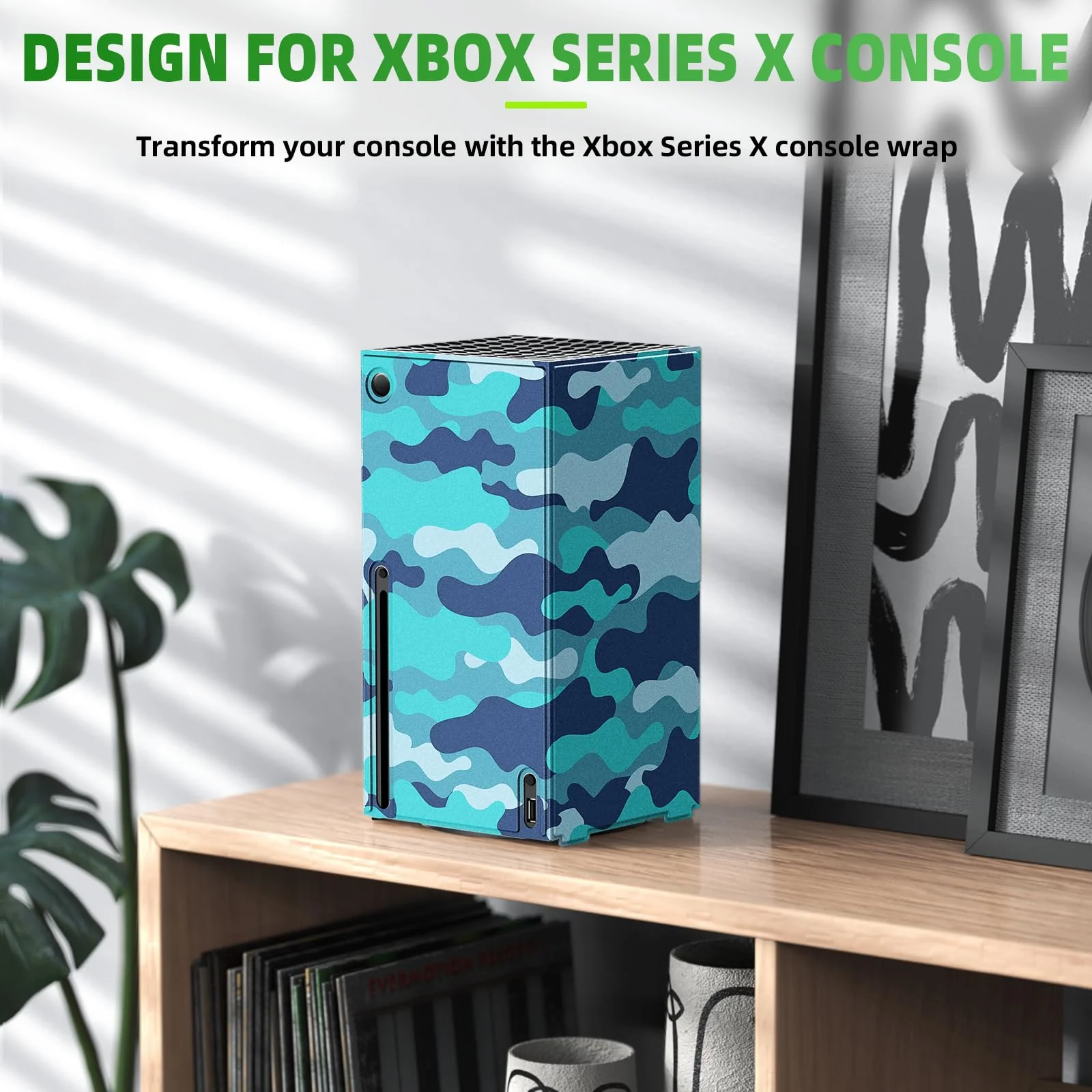 Magnetic Smart Wraps for Xbox Series X Console, Full Protection Protective Cover Case for Xbox Series X Accessories with Premium PU Leather and Soft Inner Lining - Blue Camo - Image 7
