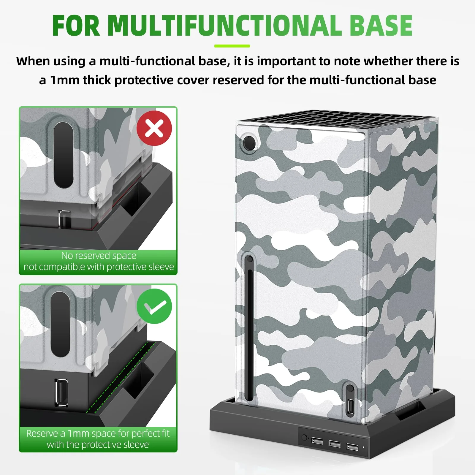 Magnetic Smart Wraps for Xbox Series X Console, Full Protection Protective Cover Case for Xbox Series X Accessories with Premium PU Leather and Soft Inner Lining - Gray Camo - Image 5