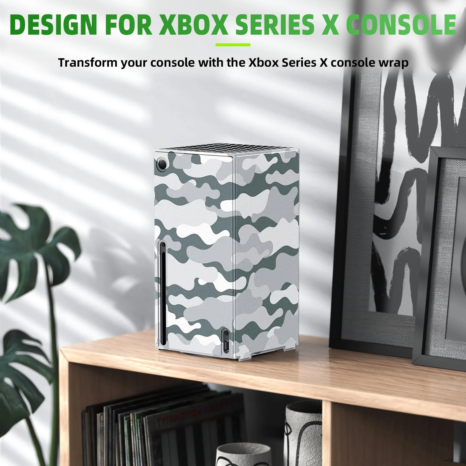 Magnetic Smart Wraps for Xbox Series X Console, Full Protection Protective Cover Case for Xbox Series X Accessories with Premium PU Leather and Soft Inner Lining - Gray Camo - Image 7