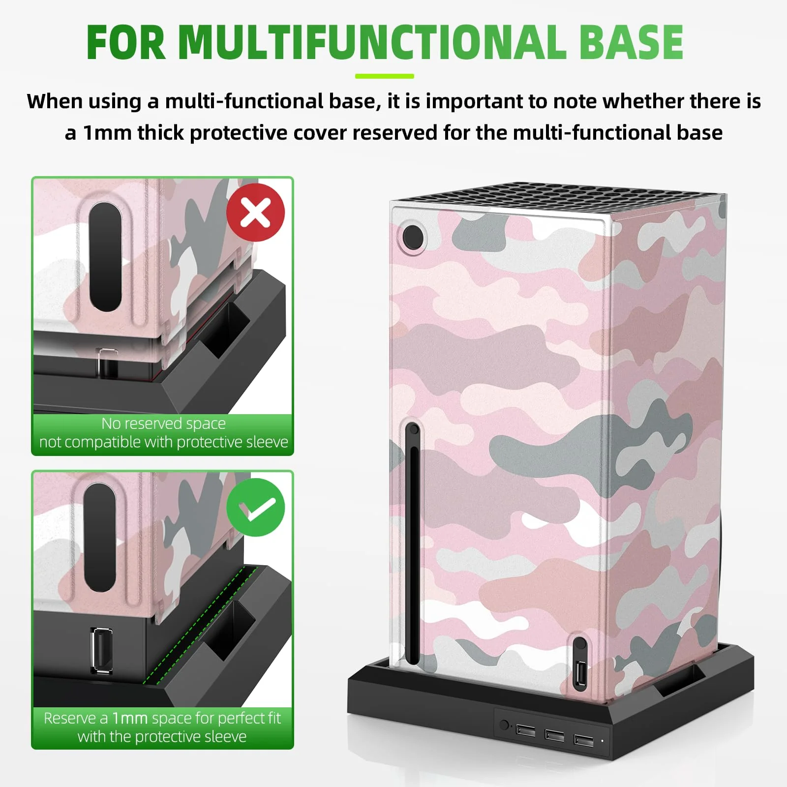 Magnetic Smart Wraps for Xbox Series X Console, Full Protection Protective Cover Case for Xbox Series X Accessories with Premium PU Leather and Soft Inner Lining - Pink Camo - Image 5