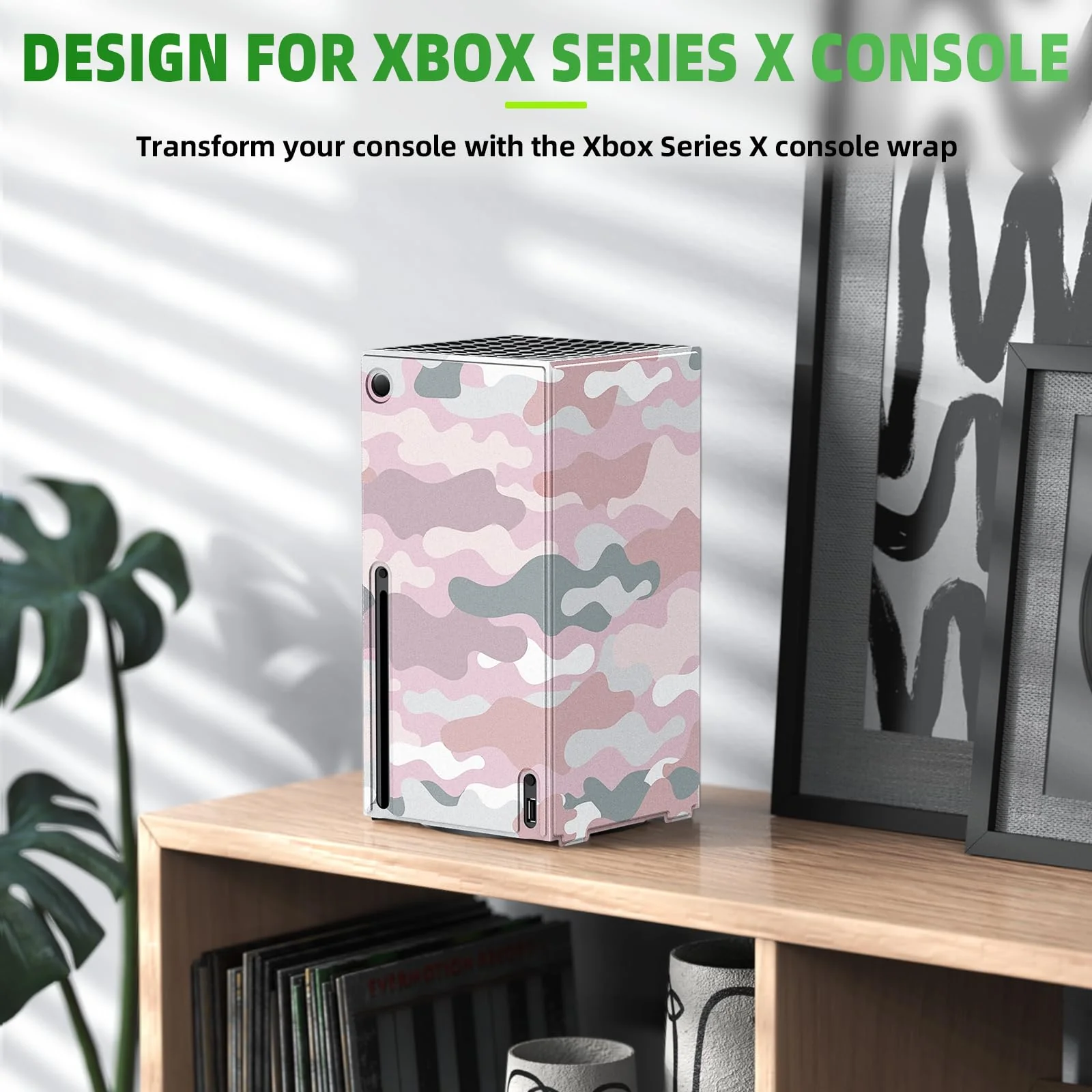 Magnetic Smart Wraps for Xbox Series X Console, Full Protection Protective Cover Case for Xbox Series X Accessories with Premium PU Leather and Soft Inner Lining - Pink Camo - Image 7