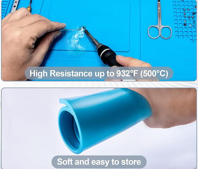 Magnetic Soldering Mat, 45 x 30 cm, Repair and Soldering Mat, Silicone, 500°C Workbench Mat, for Repairing Watches, Phones, Laptops - Image 6