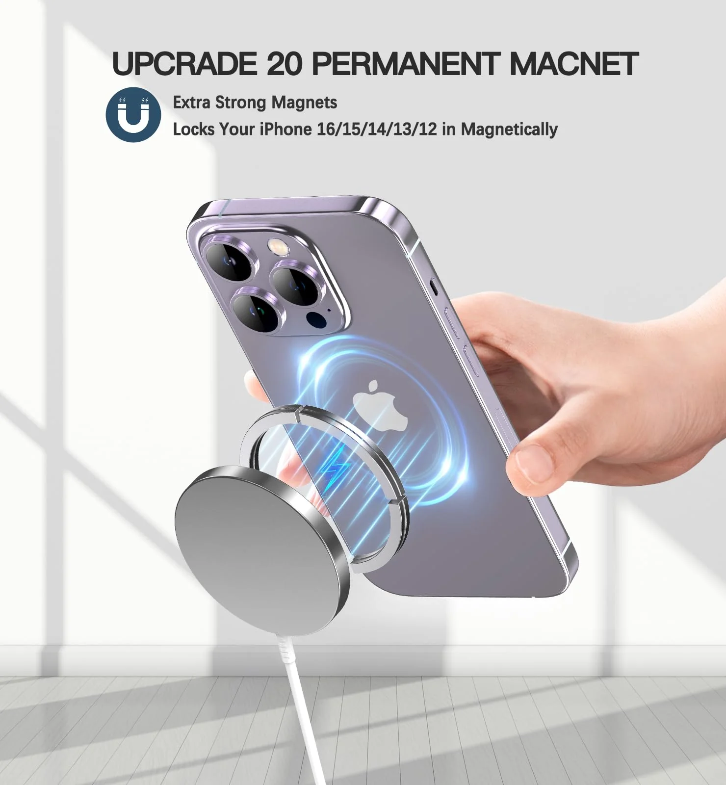 Magnetic Wireless Charger 15W Fast Mag Safe Charger for Cell Phone 16 Pro Max/16 Pro/16 Plus/16/15/14/13/12 Series 2 Pack Charging Pad for AirPods 3/2/Pro 2/Pro Mag-Safe Original Replacement Silver magnetic charger - Image 4