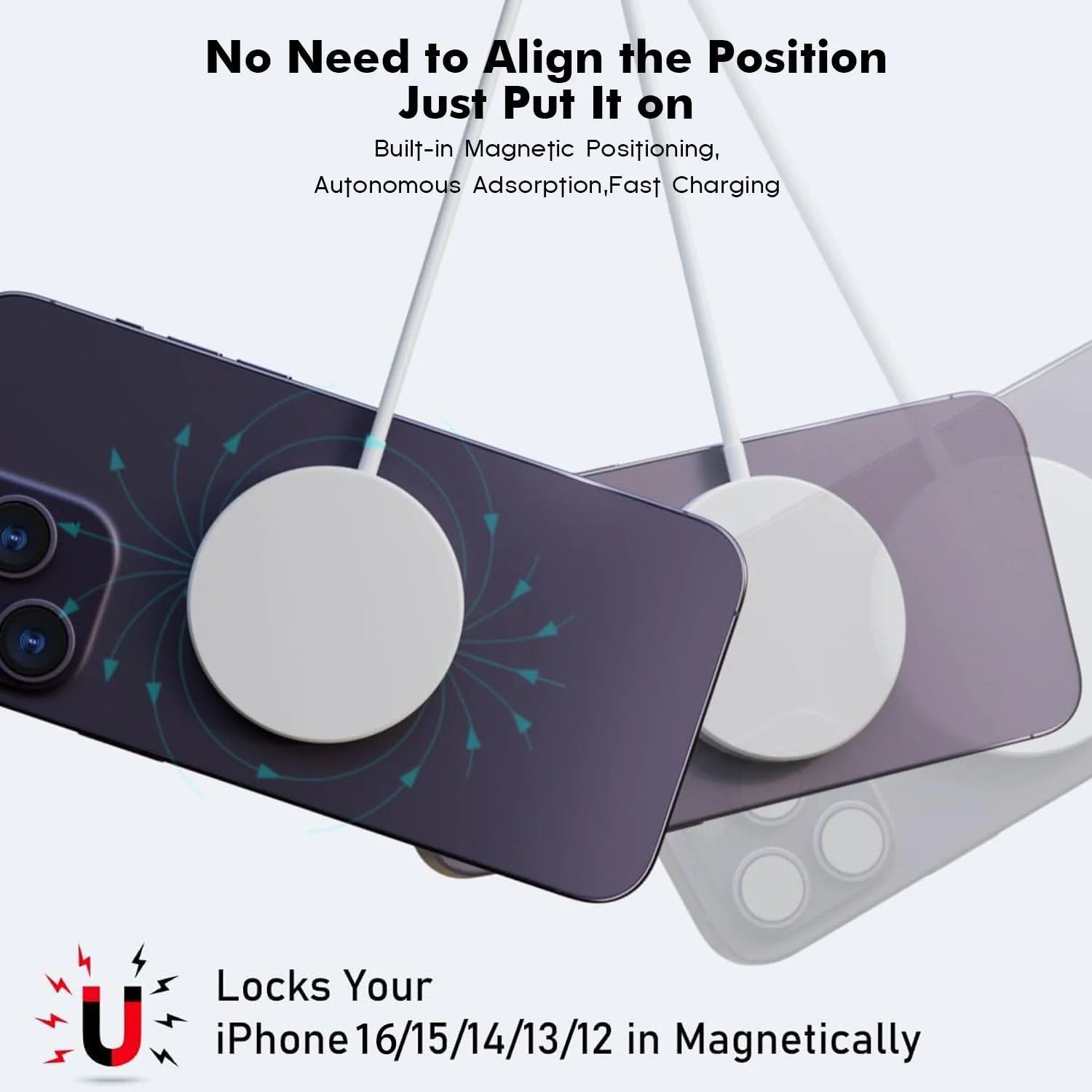 Magnetic Wireless Charger Fast Apple Mag-Safe Charger for iPhone 16 Pro Max/16 Pro/iPhone 15Pro Max/15 Plus/14/13/12/AirPods 3/2/Pro/Pro 2 Magnet Charging Pad Mag Safe Charger with Dual Charging Ports - Image 7