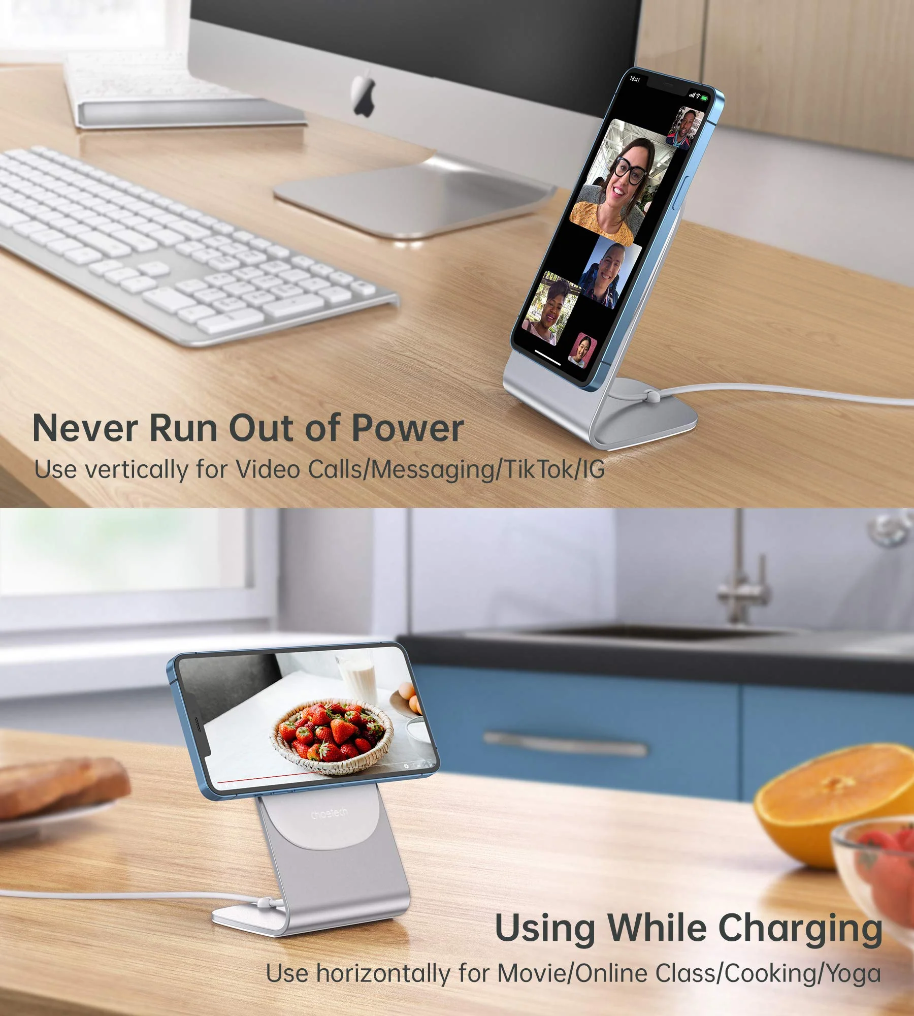 Magnetic Wireless Charger for iPhone 16/15/14/13/12 - Mag Charger+20W USB C Adapter, Fast Wireless Charging Stand/Pad with 5ft USB-C Cable for iPhone 16/15/14/13/12 Pro Max Plus Mini,Mag-Safe Charger Silver - Image 6