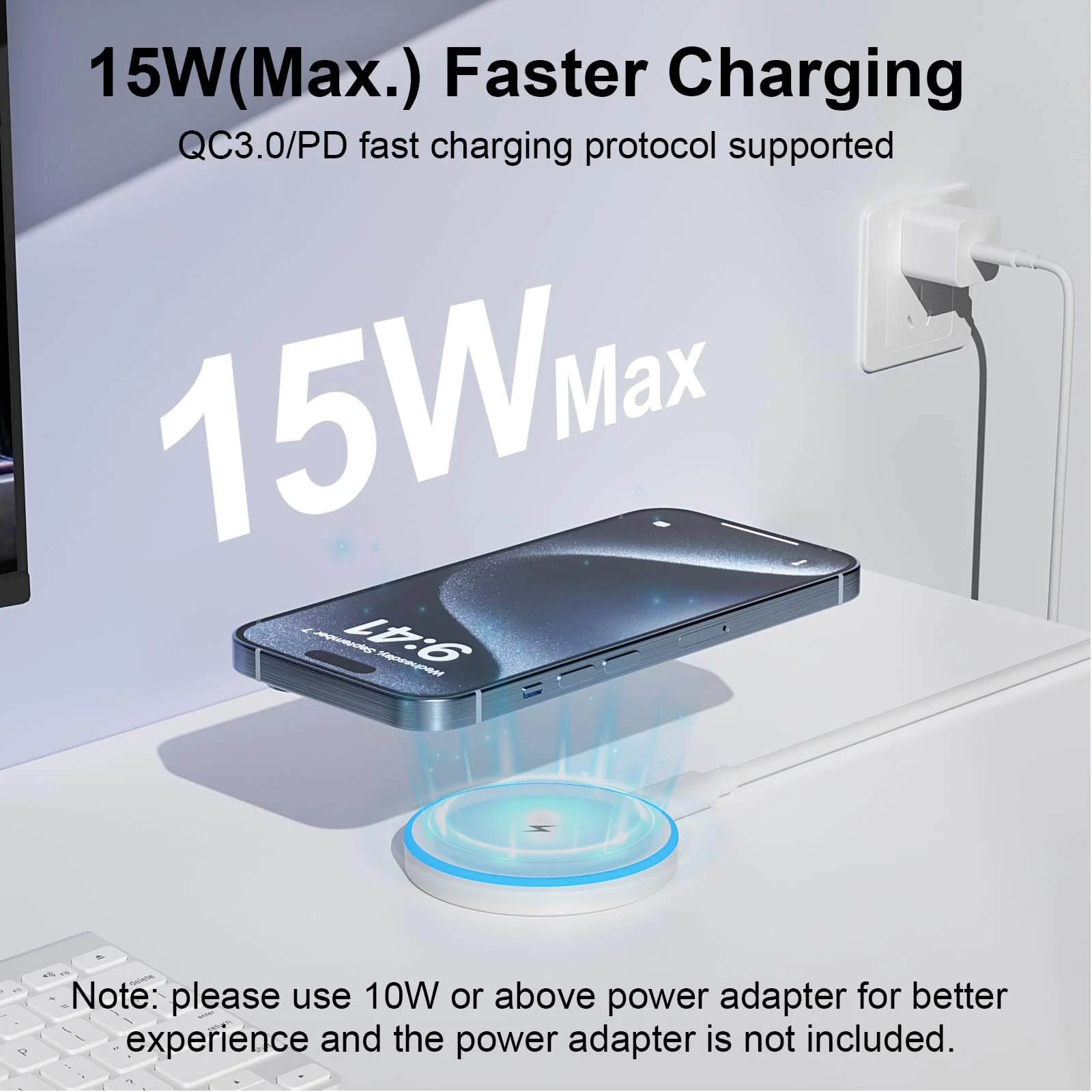 MagSafe Charger 2 Pack 15W Magnetic Wireless Charger Fast Charging Pad Compatible with iPhone 16/15/14/13/12 Series & AirPods 3/2/Pro Magnetic MagSafe Charging Pad with Dual Charging Ports white - Image 2