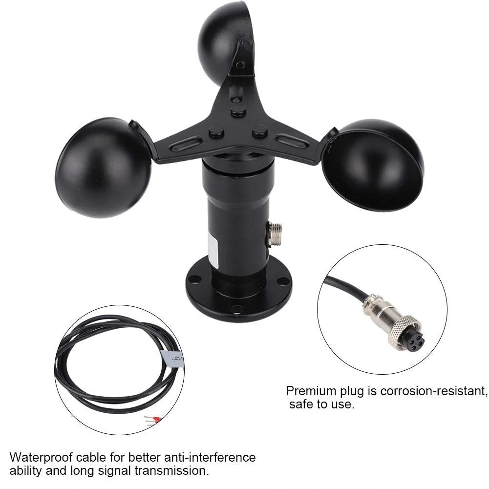 MAGT Wind Speed Sensor, Pulse Signal Output Aluminium Alloy Wind Speed Meter Practical Wind Gauge Anemometer 3 Cups - Image 5