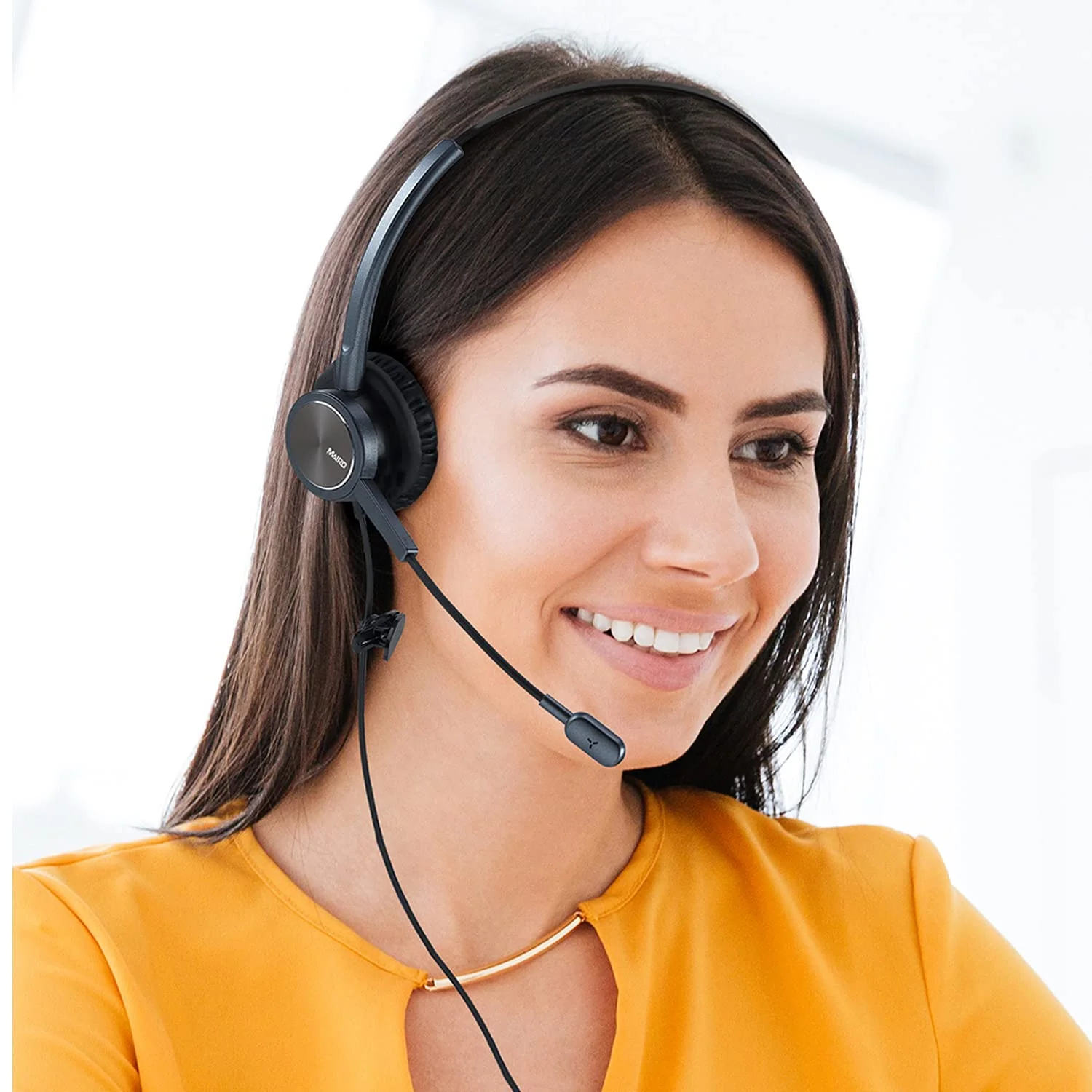 MAIRDI Telephone Headset with RJ9 Jack & 3.5mm Connectors for Call Center Office Deskphone Cell Phone PC Laptop, Landline Phone Headset with Microphone Noise Canceling for Polycom Avaya Nortel Duo - Image 6