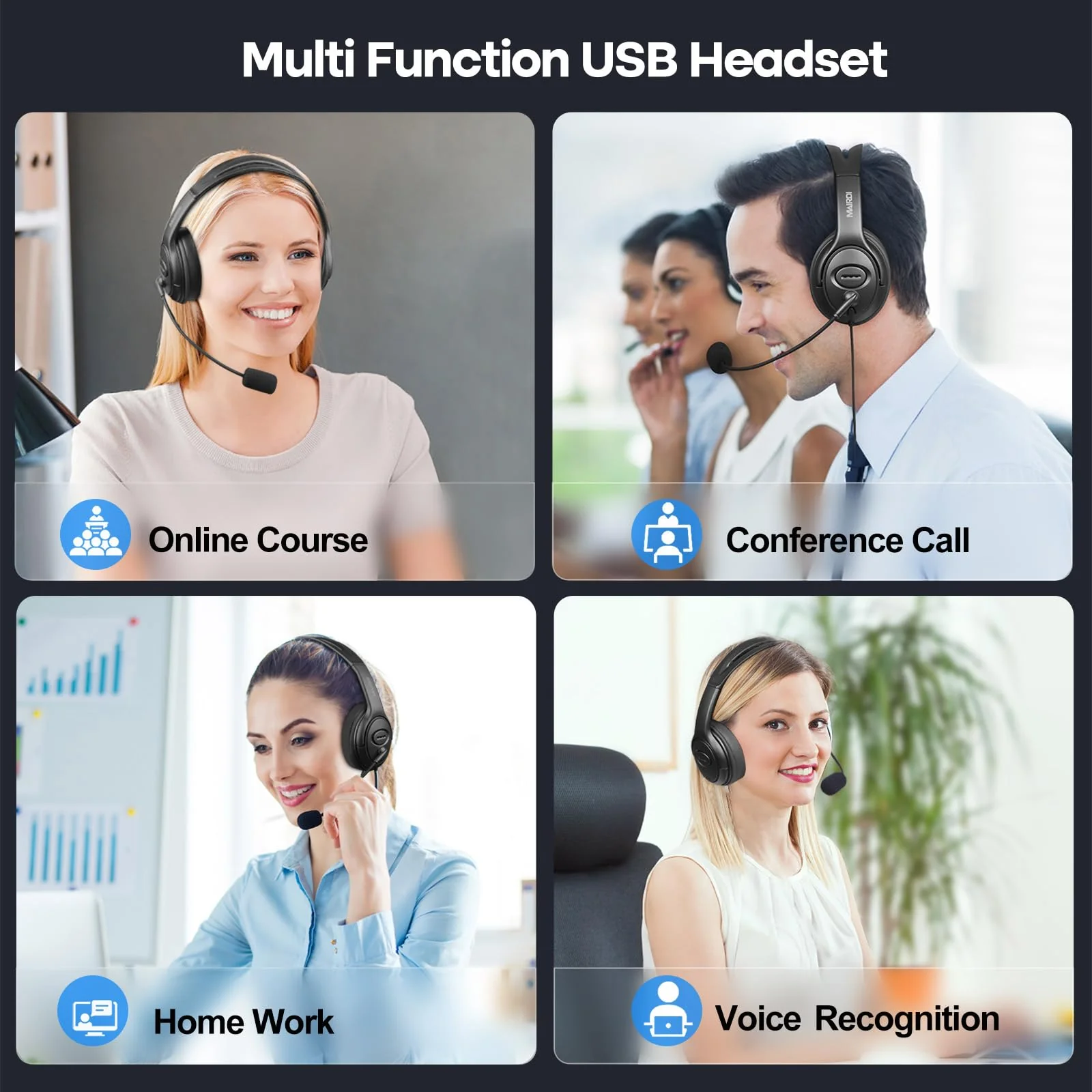 MAIRDI USB Headset with Microphone for PC, Computer Headset with Mic Noise Canceling for Laptop Teams Zoom Office Work Call Center Business Softphone, Dictation Headset for Dragon Naturelly Speaking - Image 7