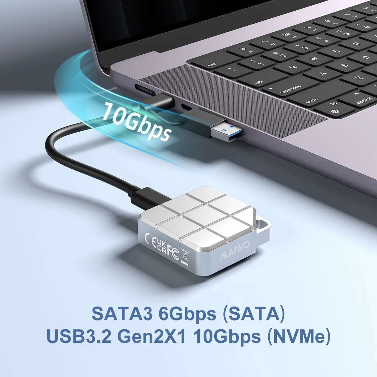 MAIWO M.2 NVMe SATA 2230 SSD Enclosure for iPhone 15 Pro Max MacBook Android, 10Gbps USB3.2 Gen2 Type-C to NVMe PCIe SATA NGFF Adapter, M.2 Reader Caddy 2TB Max Aluminum Tool Free (K1725P2) - Image 3