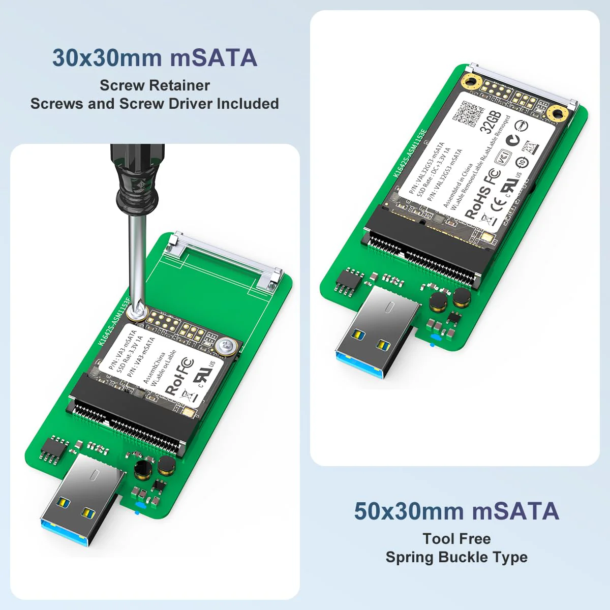 MAIWO mSATA SSD to USB 3.0 Adapter Enclosure for 30x30mm 51x30mm Mini SATA Drive (No Cable Required) 2TB Capacity, 5Gbps Transfer Speed - Image 2