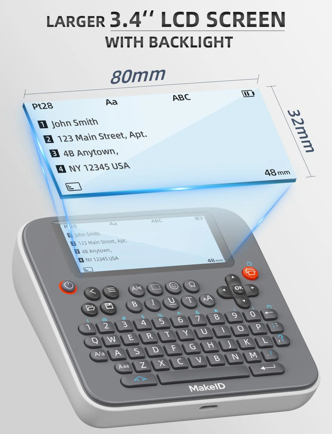 Makeid E1 Label Maker - Bluetooth Rechargeable Label Maker Machine - QWERTY Keyboard Labeler, 3.4" Backlighting LCD Screen - Prints 9~16mm Label - Home and Office Organization Black - Image 2