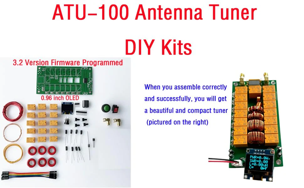 Malahit ATU-100 Antenna Tuner DIY Kits 1.8-50MHz atu100 Automatic Antenna Tuner by N7DDC 7x7 0.96 Inch OLED SMT and chip soldered 3.2 Version Firmware Programmed Unassembled - Image 5