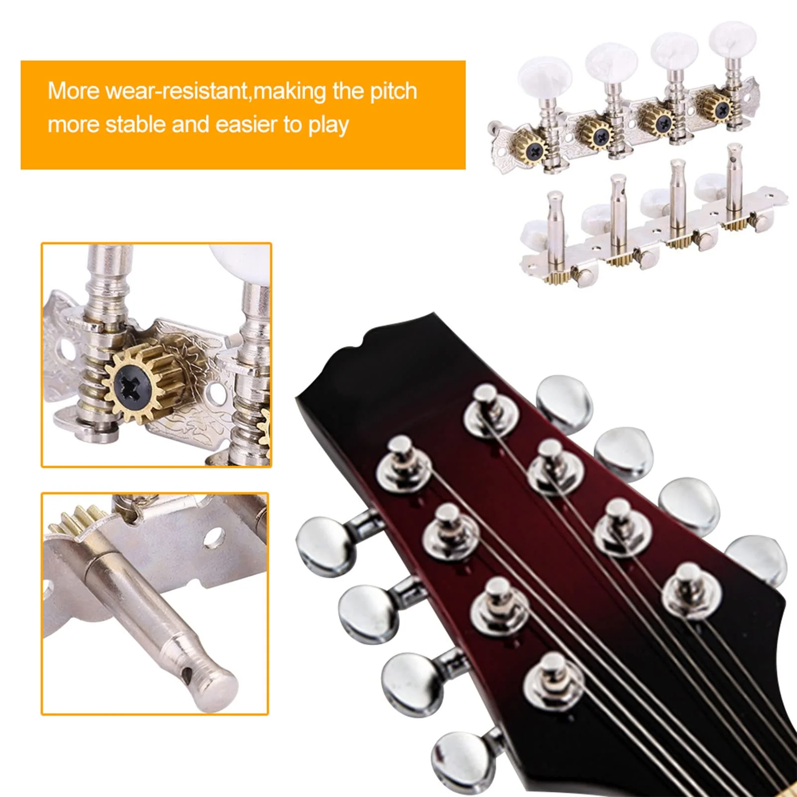 Mandolin Tuning Pegs 4L4R Acrylic Vintage Keystone Tuning Keys Machine Head 4L 4R Guitar Accessory Parts Tuners Set Replacements for 8 String - Image 5