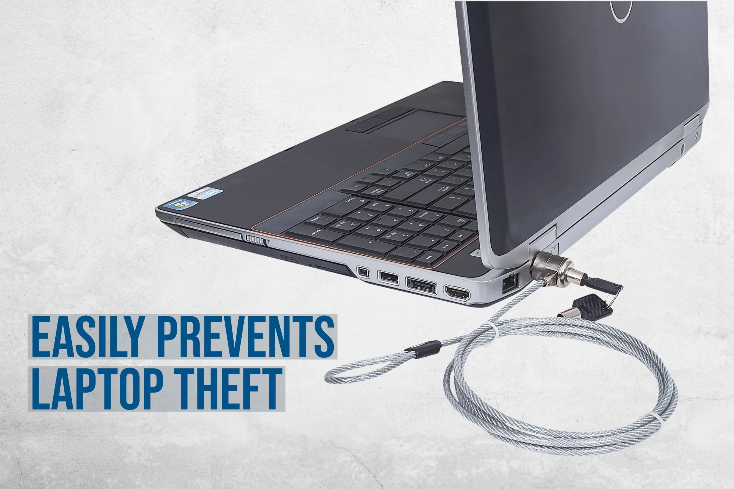 Manhattan Laptop Lock - Key Lock, Silver, 4.6 ft Steel Cable, K-Slot Design, 2 Tubular Keys 1.4 m - Image 2
