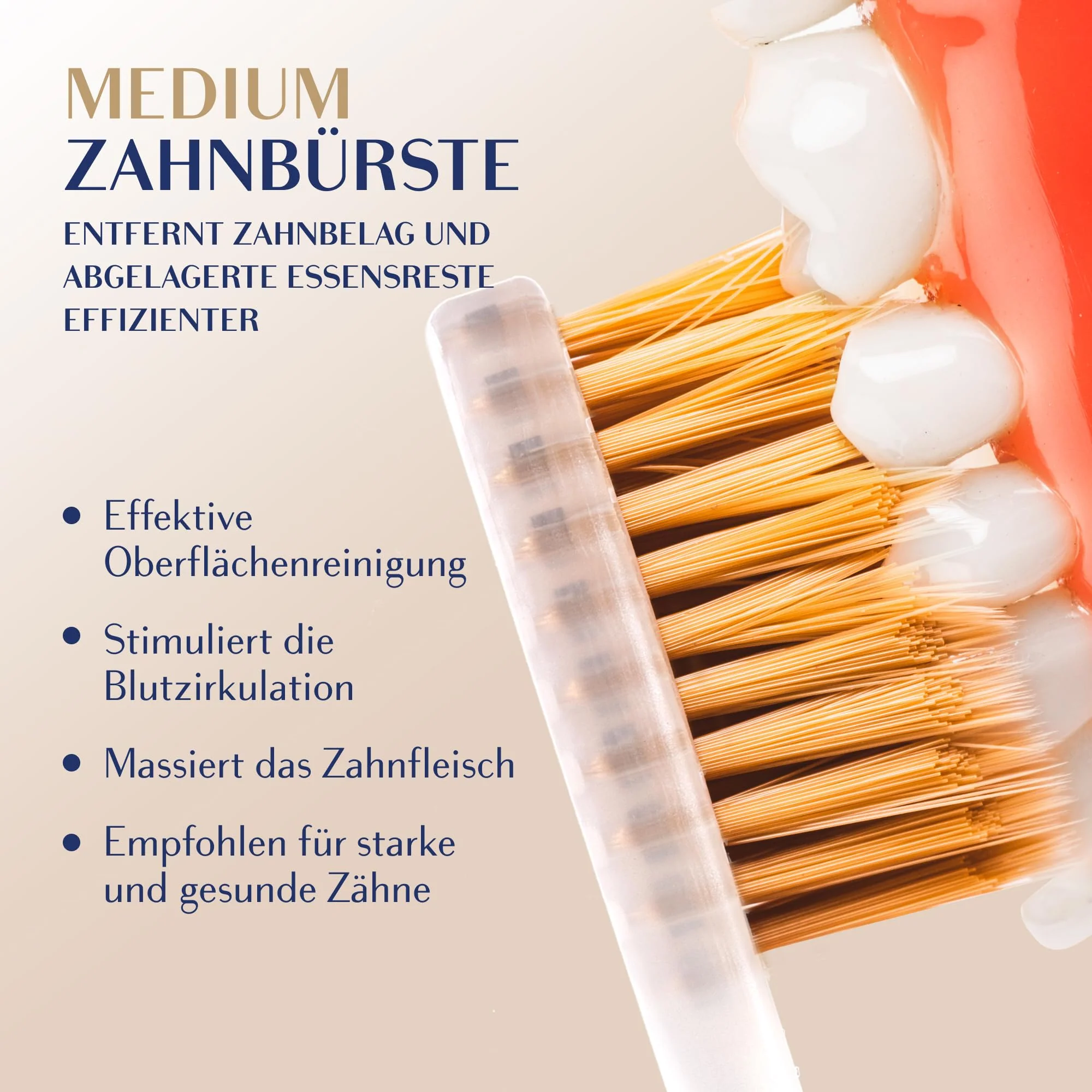 Manual Toothbrush Medium for Adults, Floss Toothbrush with Gold, Blue Royal Denta - Image 5