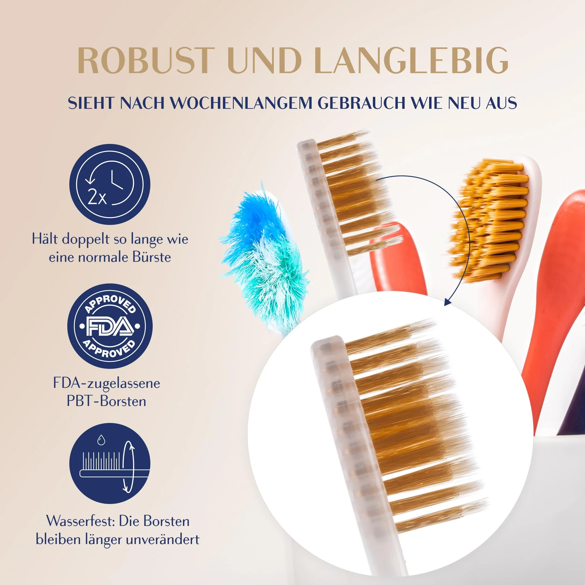 Manual Toothbrush Medium for Adults, Floss Toothbrush with Gold, Blue Royal Denta - Image 6
