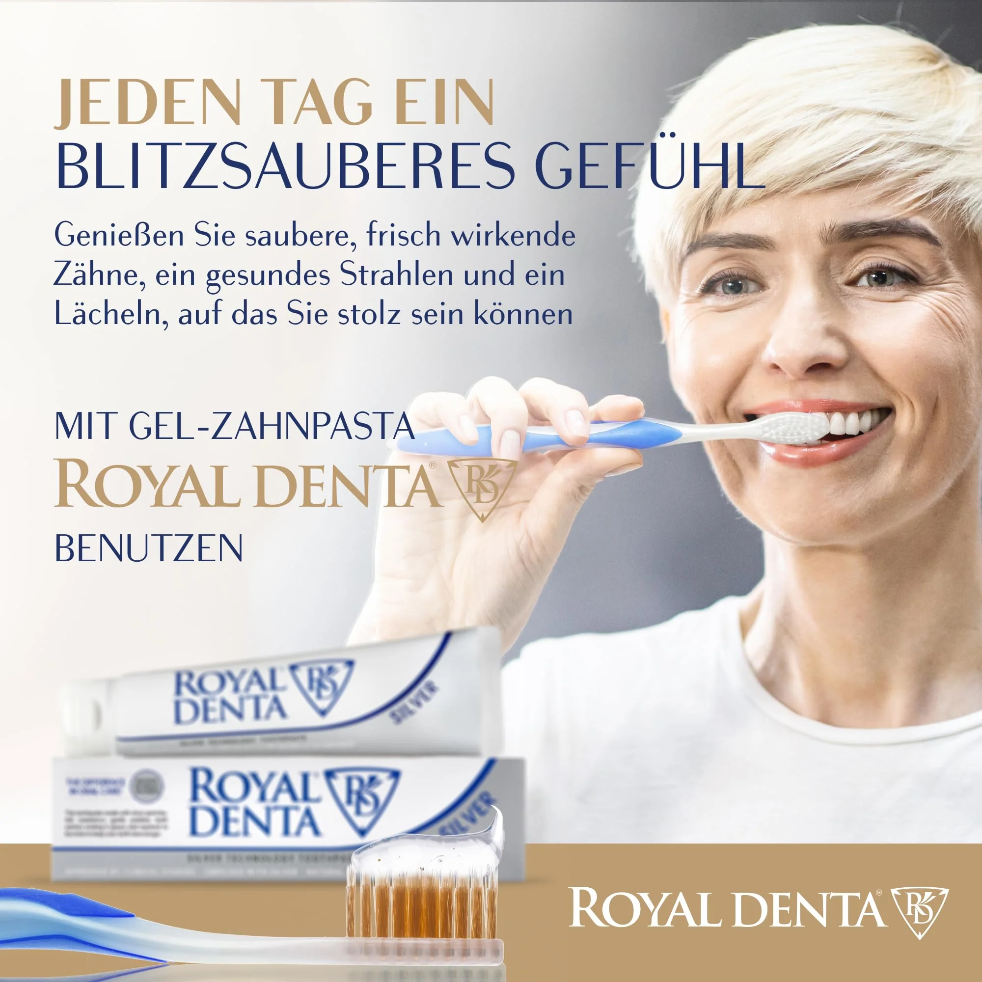 Manual Toothbrush Medium for Adults, Floss Toothbrush with Gold, Blue Royal Denta - Image 7
