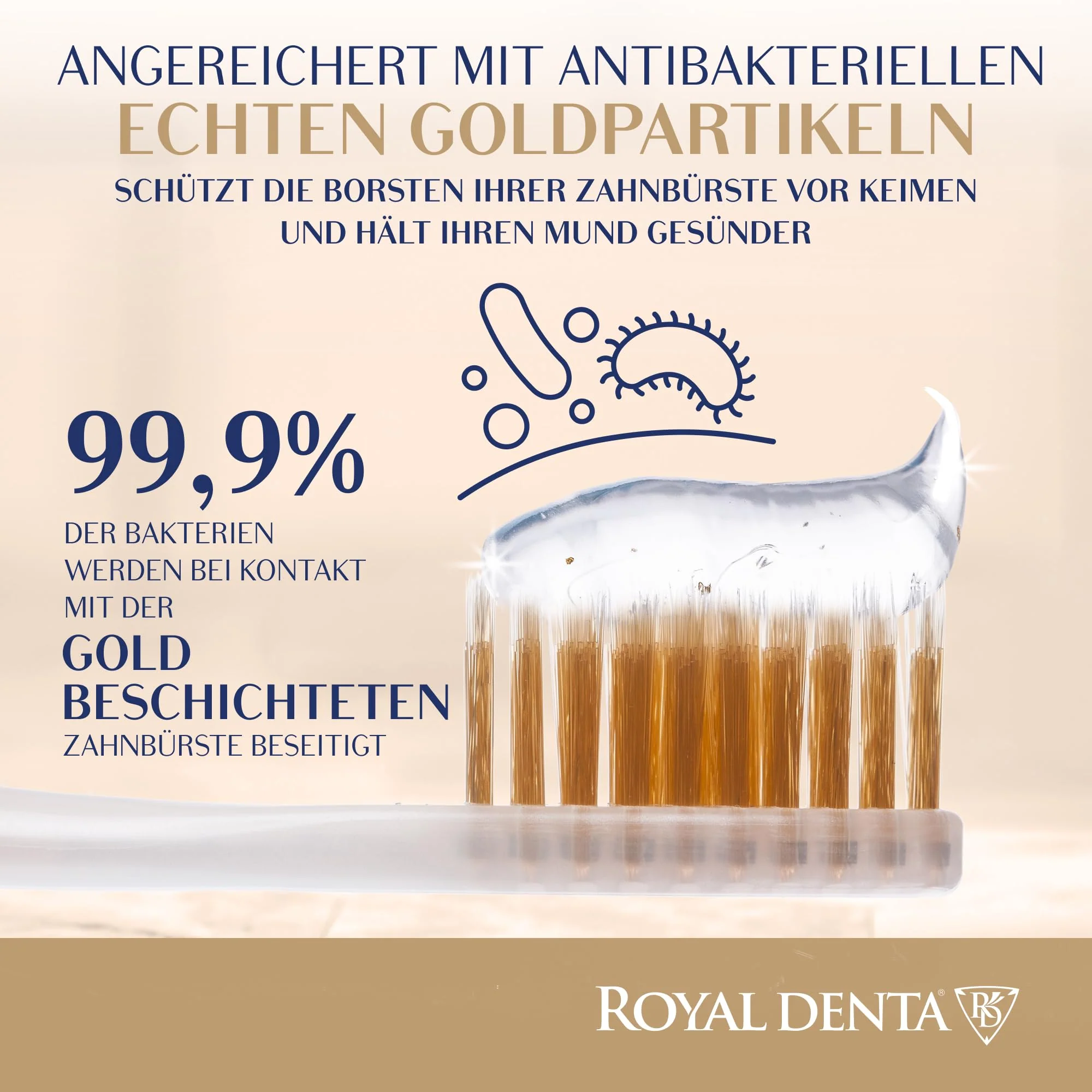 Manual Toothbrush Medium for Adults, Floss Toothbrush with Gold, Green Royal Denta - Image 4
