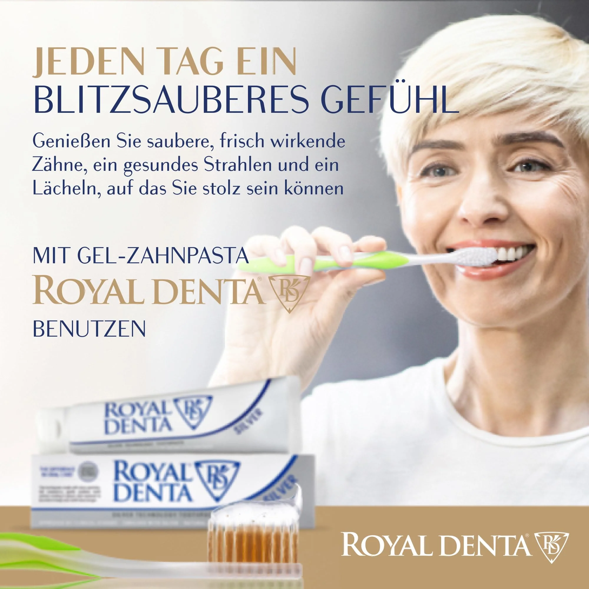 Manual Toothbrush Medium for Adults, Floss Toothbrush with Gold, Green Royal Denta - Image 7