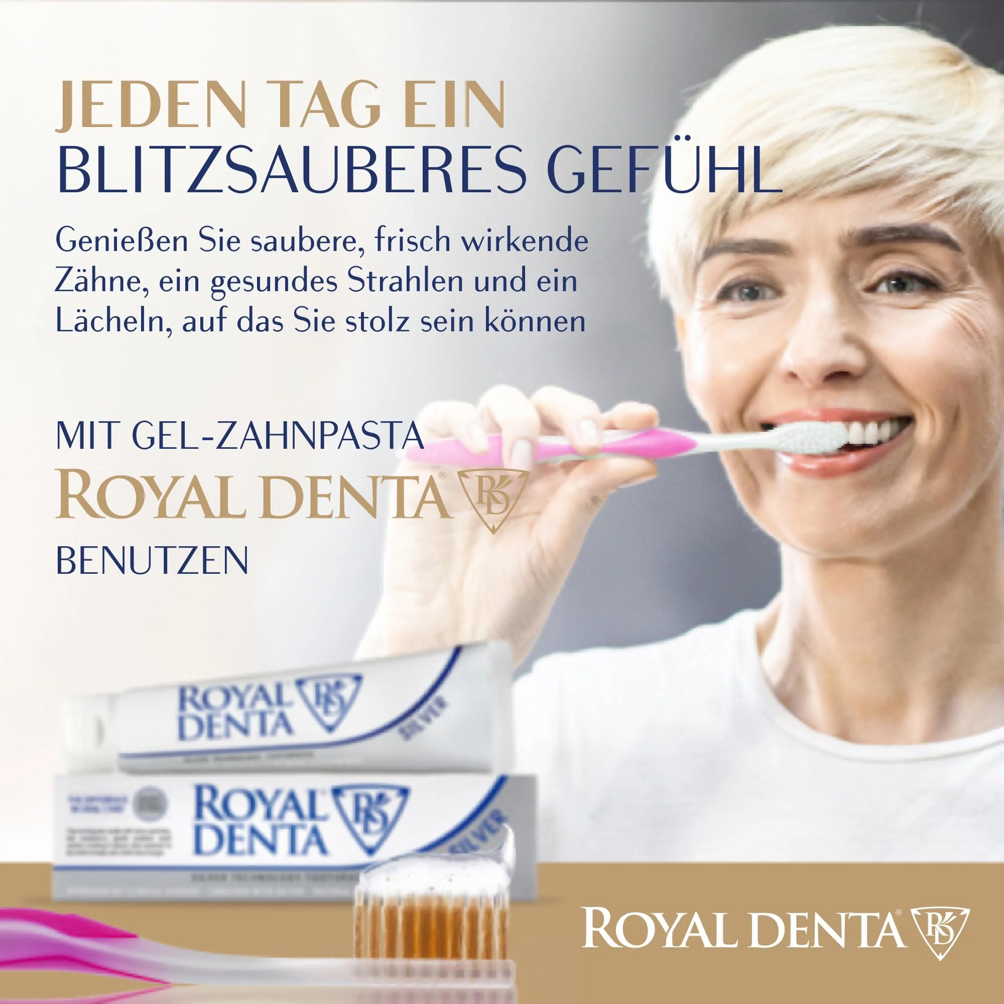 Manual Toothbrush Medium for Adults, Floss Toothbrush with Gold, Pink Royal Denta - Image 7