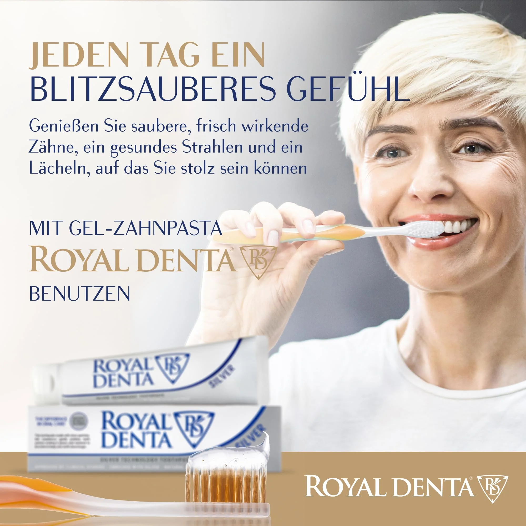 Manual Toothbrush Medium for Adults, Floss Toothbrush with Gold, Yellow Royal Denta - Image 7