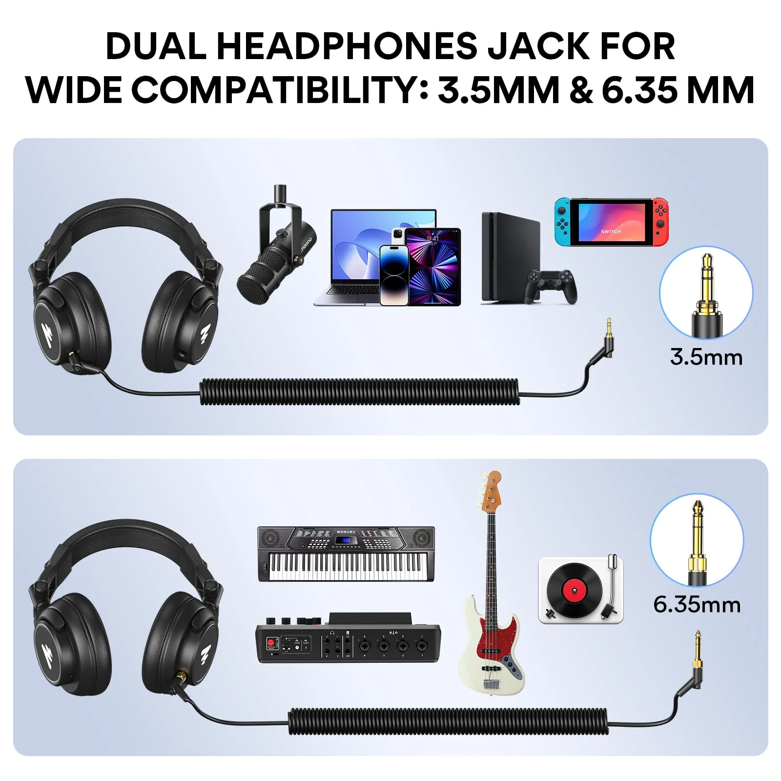 MAONO AU-A04 USB Microphone with AU-MH601 Studio Monitor Headphones Bundle Streaming Podcasting Pack Plug and Play for Computer, YouTube, Music - Image 8