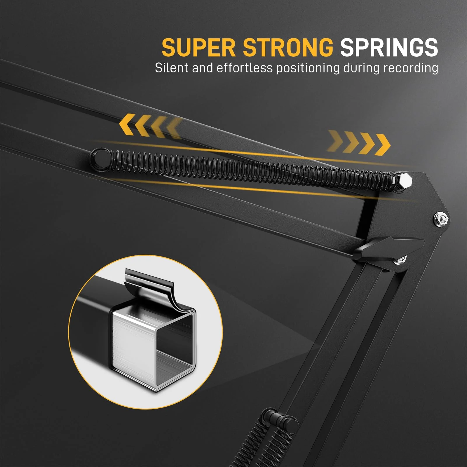 MAONO Boom Arm Microphone Stand: Adjustable Metal Suspension Mic Boom Arm for Podcast Gaming Streaming Recording,with Desk Clamp and 3/8" to 5/8" Screw Adapter-Max Load 1KG BA20 Black - Image 5