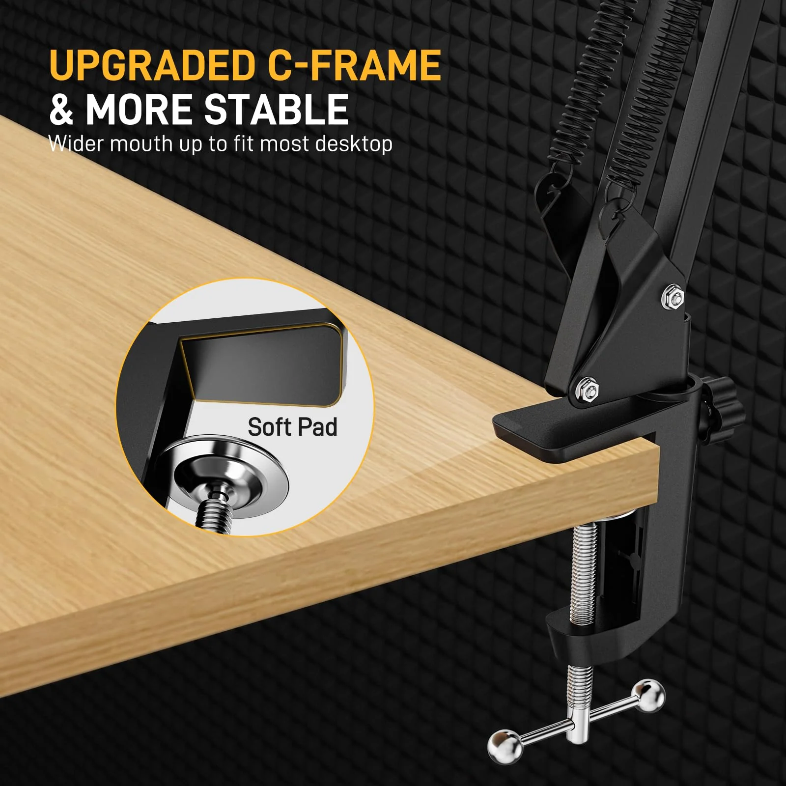 MAONO Boom Arm Microphone Stand: Adjustable Metal Suspension Mic Boom Arm for Podcast Gaming Streaming Recording,with Desk Clamp and 3/8" to 5/8" Screw Adapter-Max Load 1KG BA20 Black - Image 7
