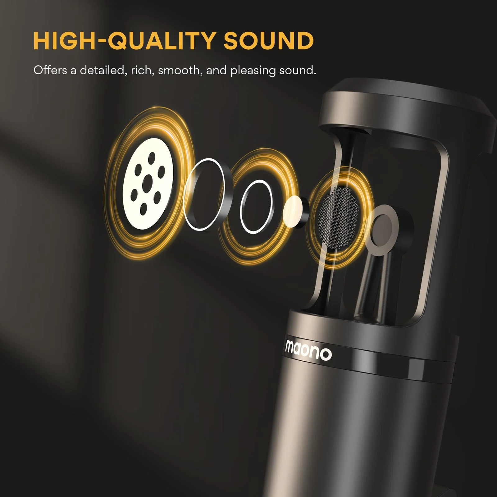 MAONO Condenser Microphone, Cardioid Studio Condenser Recording Mic with 3.5mm XLR for podcasting, Streaming, Singing, Vocal, Home-Studio - Image 2
