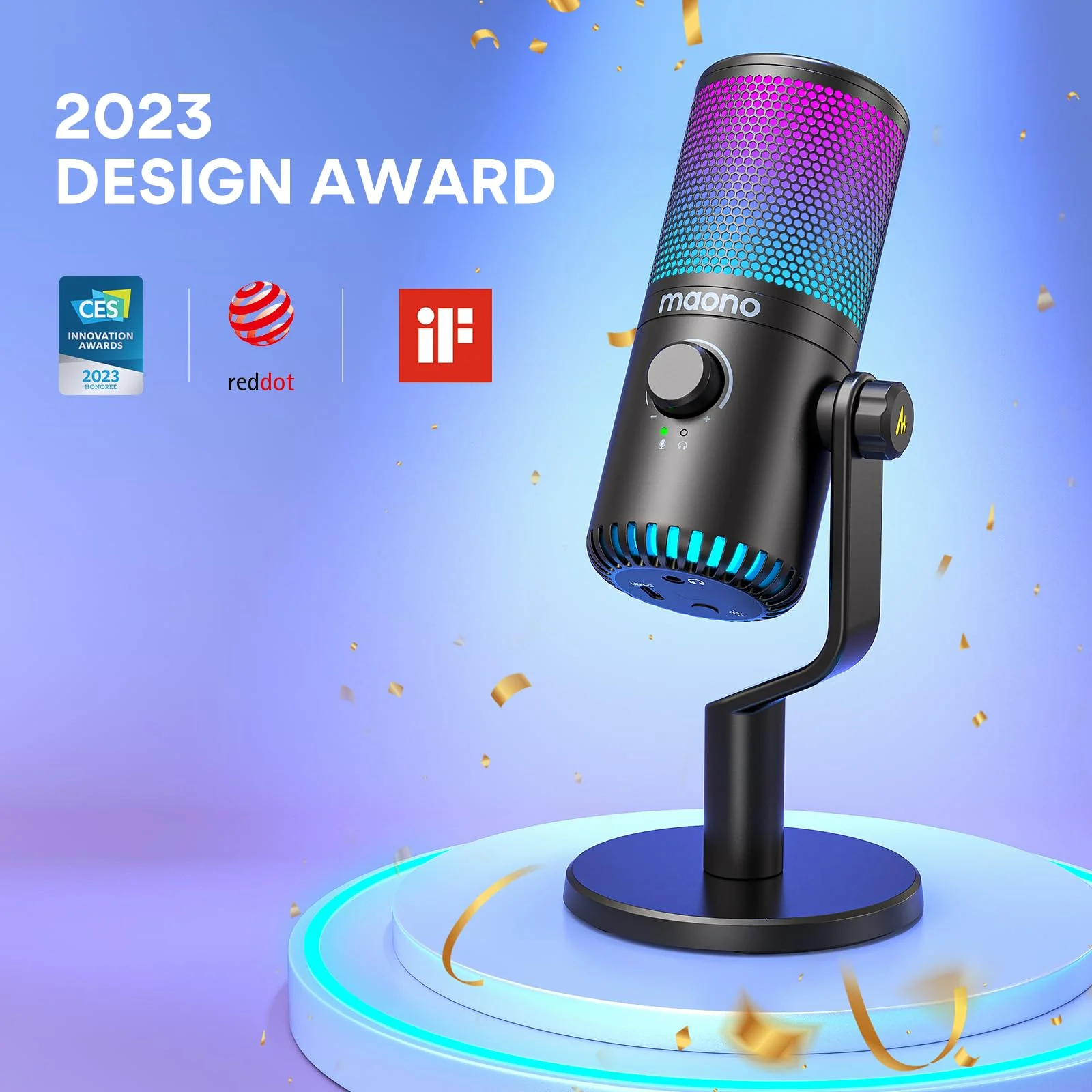 MAONO Gaming USB Microphone with Software, Programmable RGB Mic for Recording, Streaming, Podcast, PS5, PS4, PC, Computer, DM30 RGB Black - Image 2