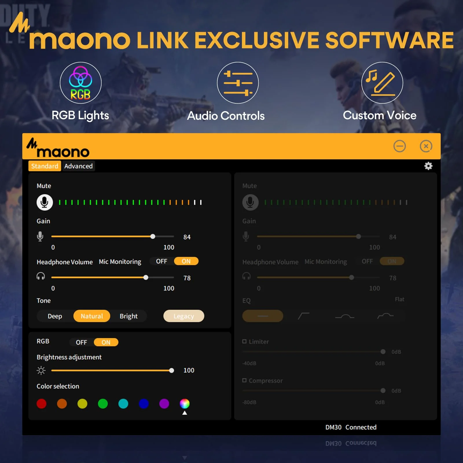 MAONO Gaming USB Microphone with Software, Programmable RGB Mic for Recording, Streaming, Podcast, PS5, PS4, PC, Computer, DM30 RGB Black - Image 3