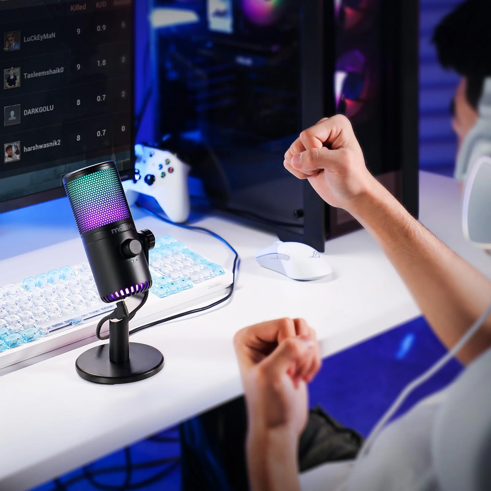 MAONO Gaming USB Microphone with Software, Programmable RGB Mic for Recording, Streaming, Podcast, PS5, PS4, PC, Computer, DM30 RGB Black - Image 9