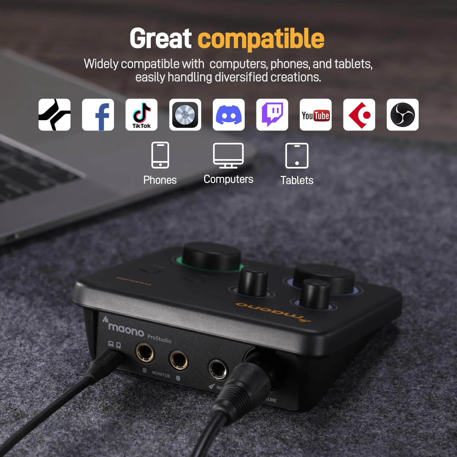 MAONO USB Audio Interface for PC: Interface with XLR Input 24-bit/192kHz Routing Software LOOPBACK ASIO Driver for Recording Music, Home-Studio, Guitar, Podcast, Streaming, DAW(PS22 Lite Black) PS22 Lite Black - Image 7