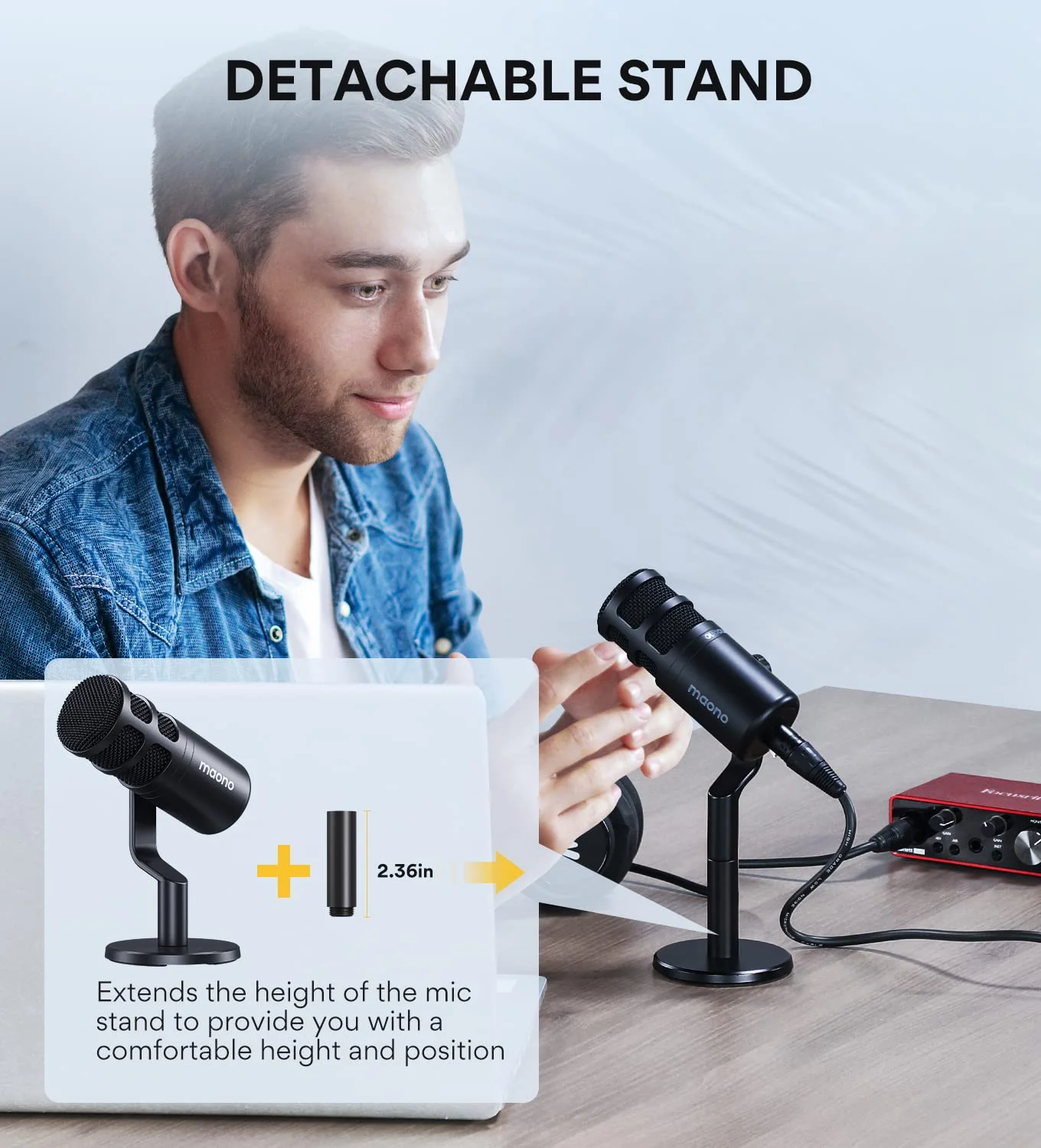 MAONO XLR Podcast Microphone, Cardioid Studio Dynamic Mic for Vocal Recording, Streaming, Voice-Over, Voice Isolation Technology, Metal Mic, Works for Audio Interface, Mixer, Sound Card-PD100 PD100 XLR Microphone - Image 6