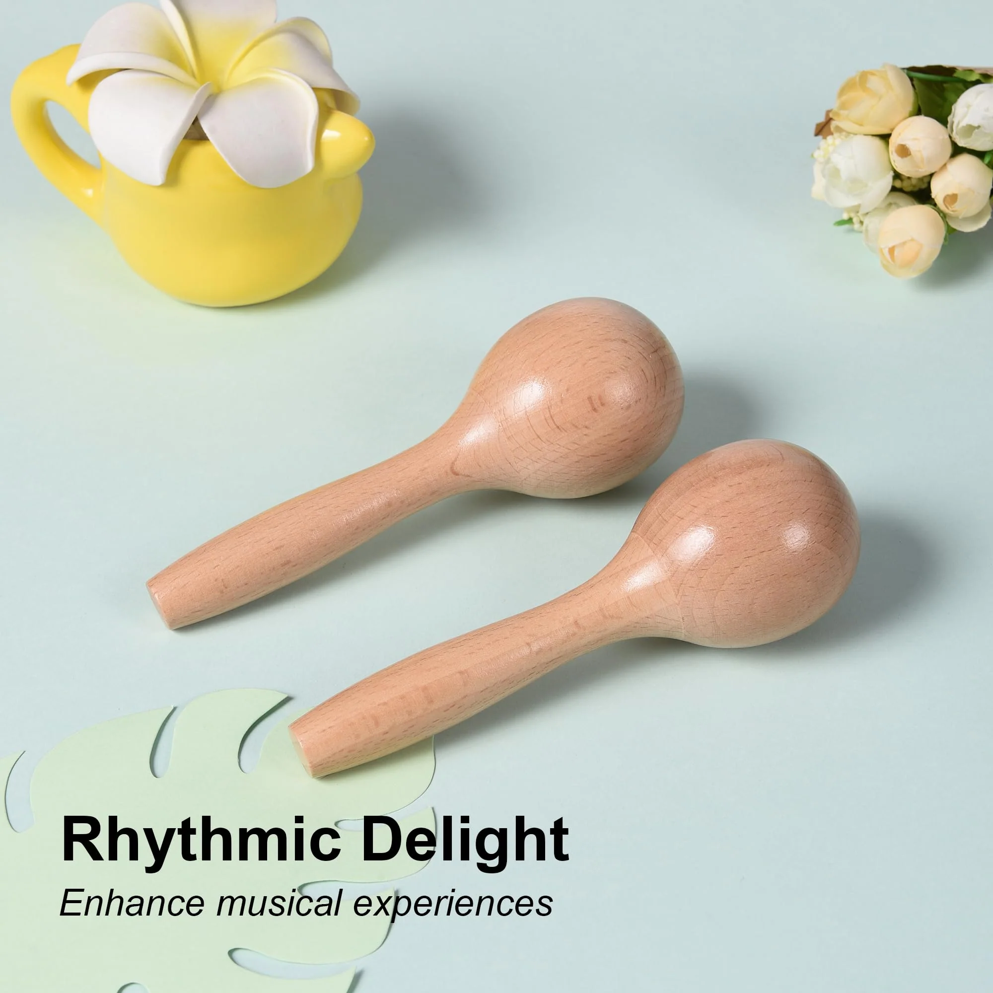 Maracas for Kids Babies, Wooden Maracas Shaker Musical Instrument - Image 4