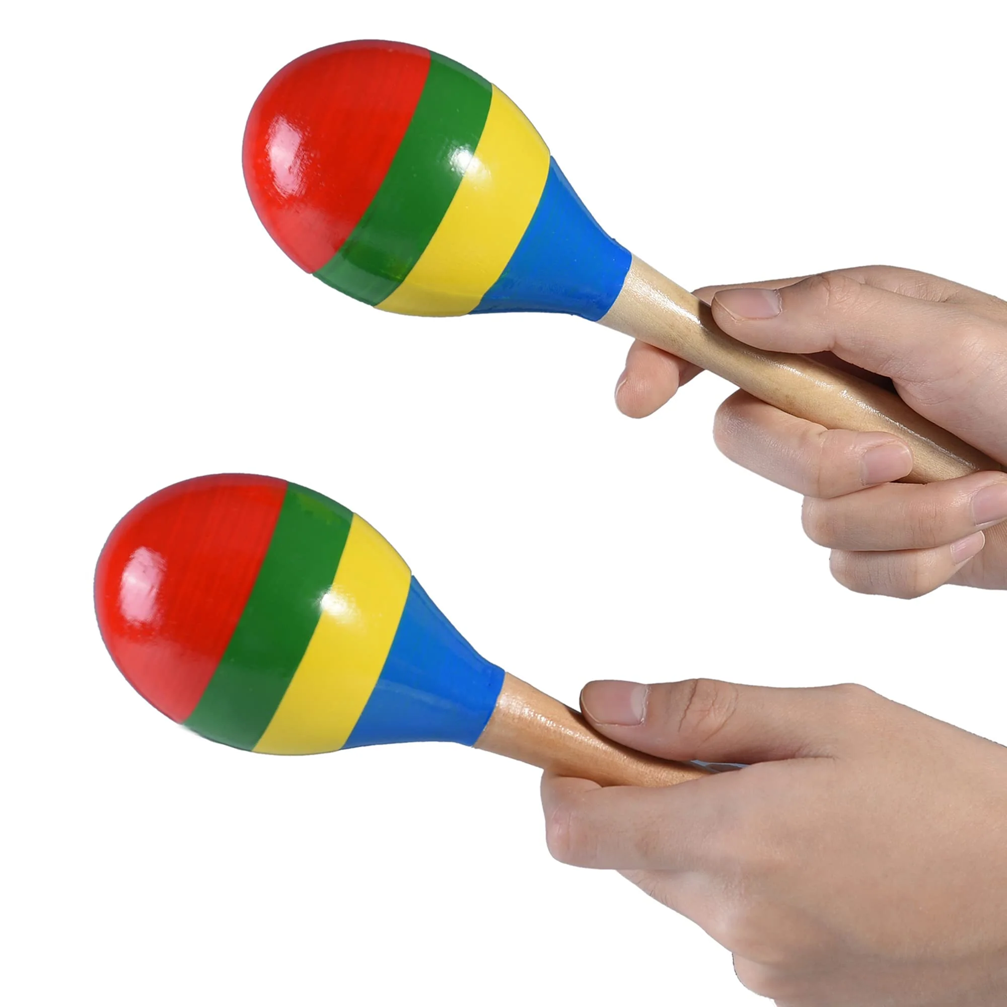 Maracas Hand Percussion Rattles, Wooden Rumba Shaker Musical Instrument for Kids Adults, Set of 2 - Image 2