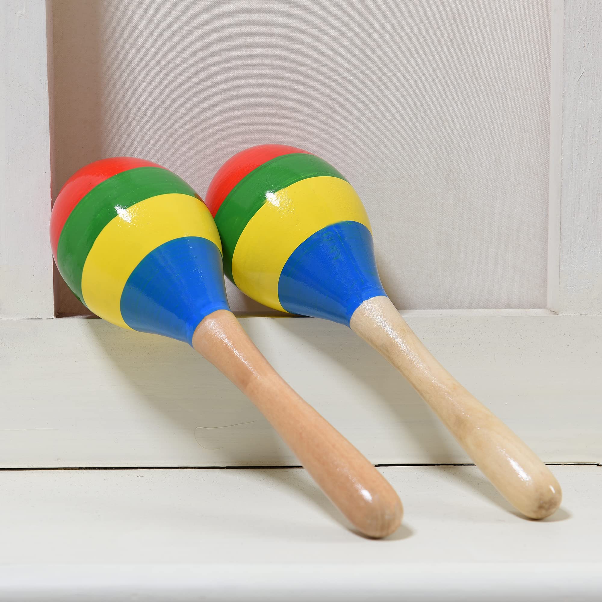 Maracas Hand Percussion Rattles, Wooden Rumba Shaker Musical Instrument for Kids Adults, Set of 2 - Image 4