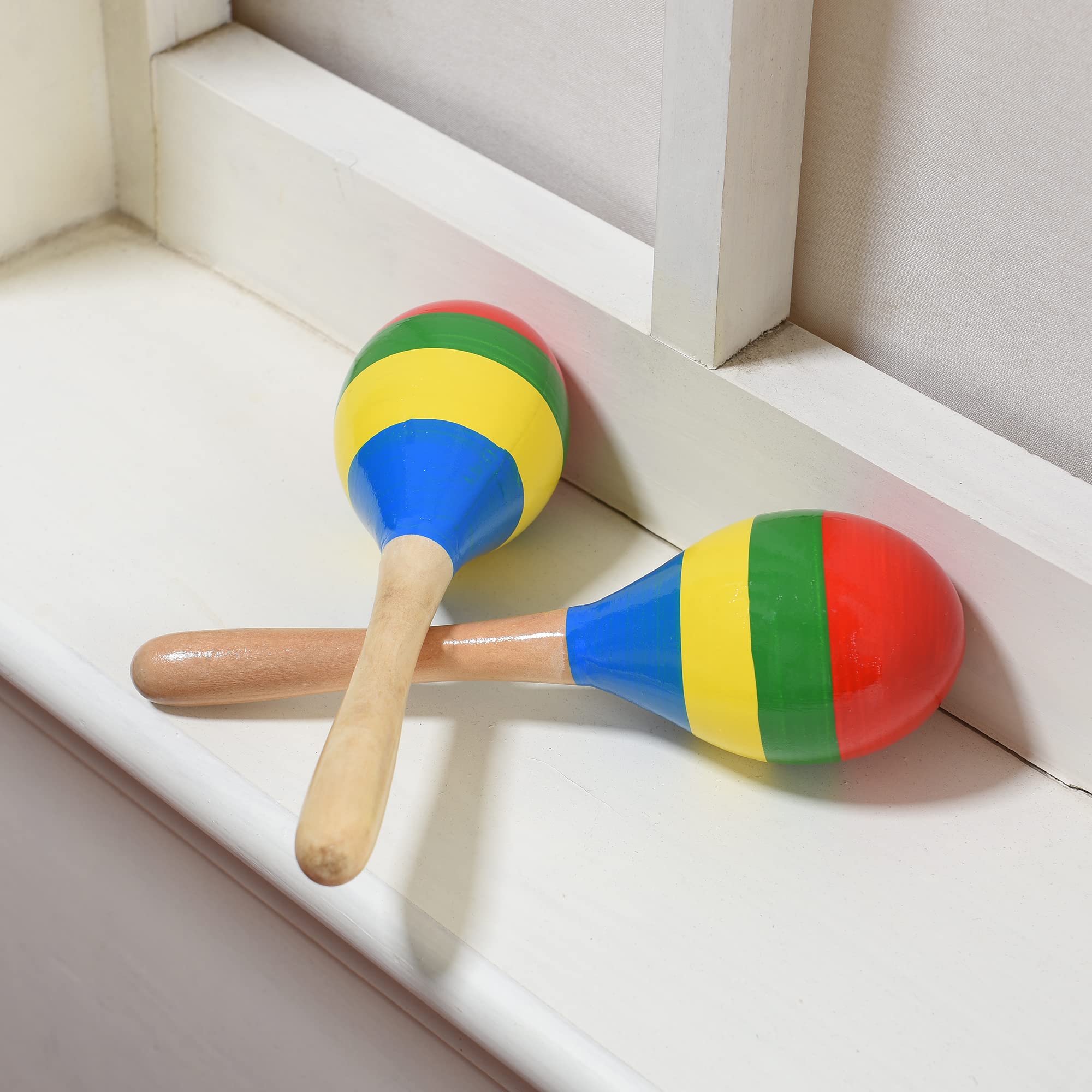 Maracas Hand Percussion Rattles, Wooden Rumba Shaker Musical Instrument for Kids Adults, Set of 2 - Image 5