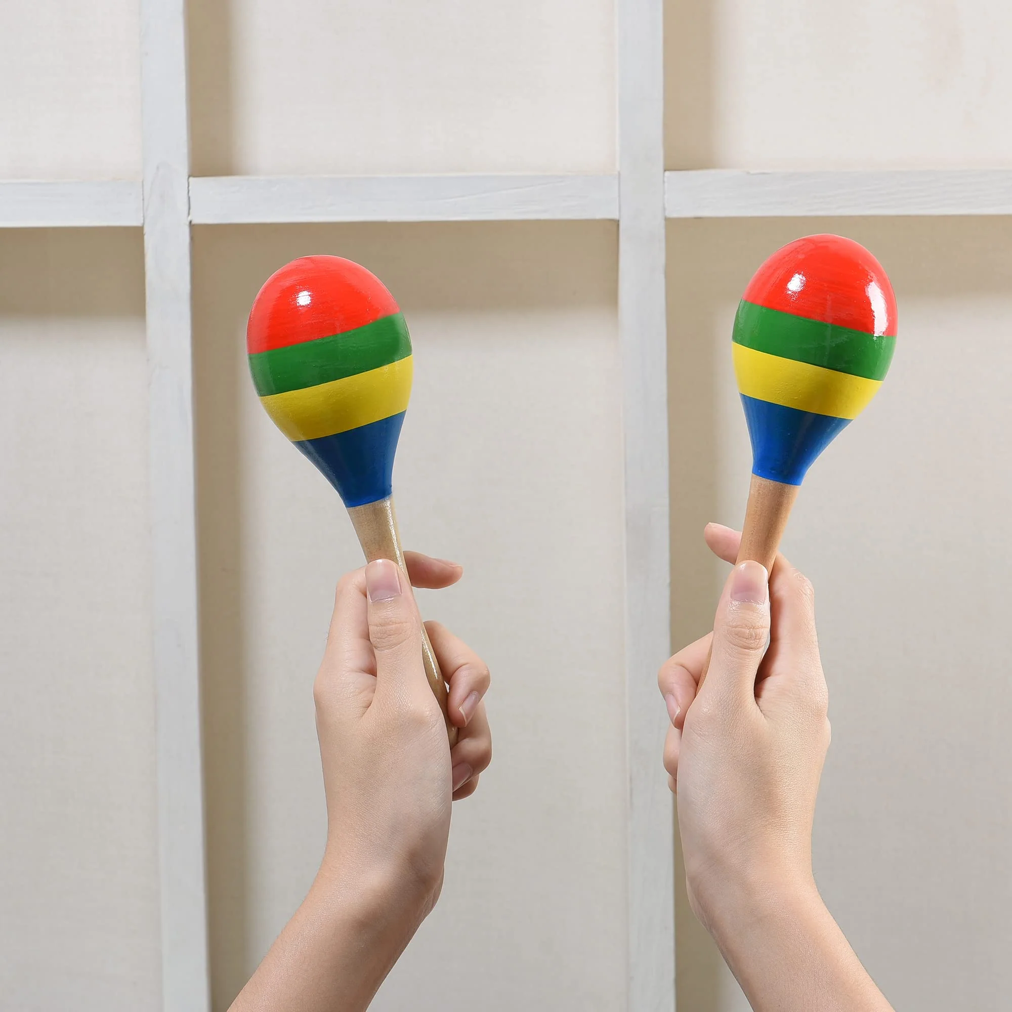 Maracas Hand Percussion Rattles, Wooden Rumba Shaker Musical Instrument for Kids Adults, Set of 2 - Image 6